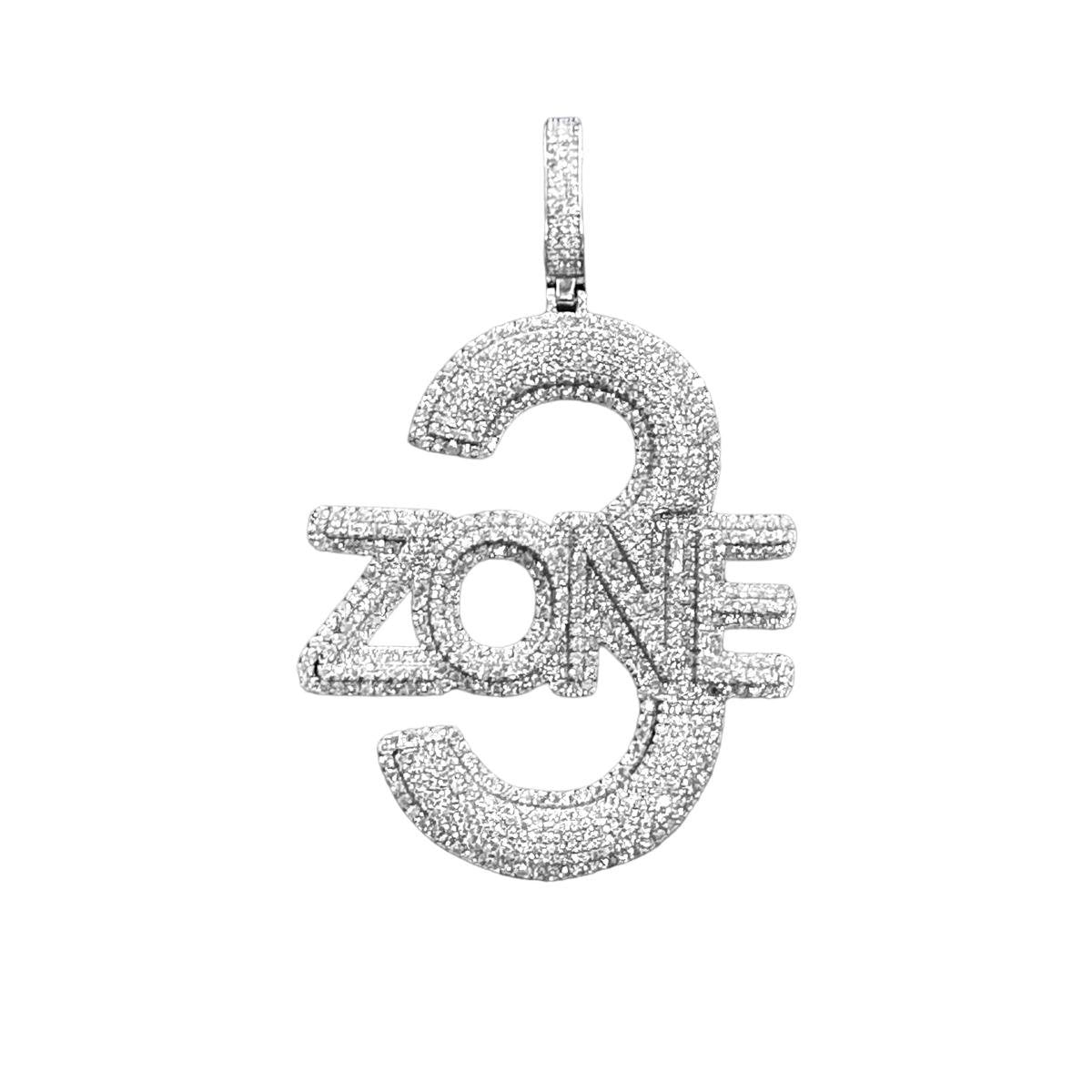 Zone 3 Moissanite Diamond Pendant XL Iced 925 Silver Custom