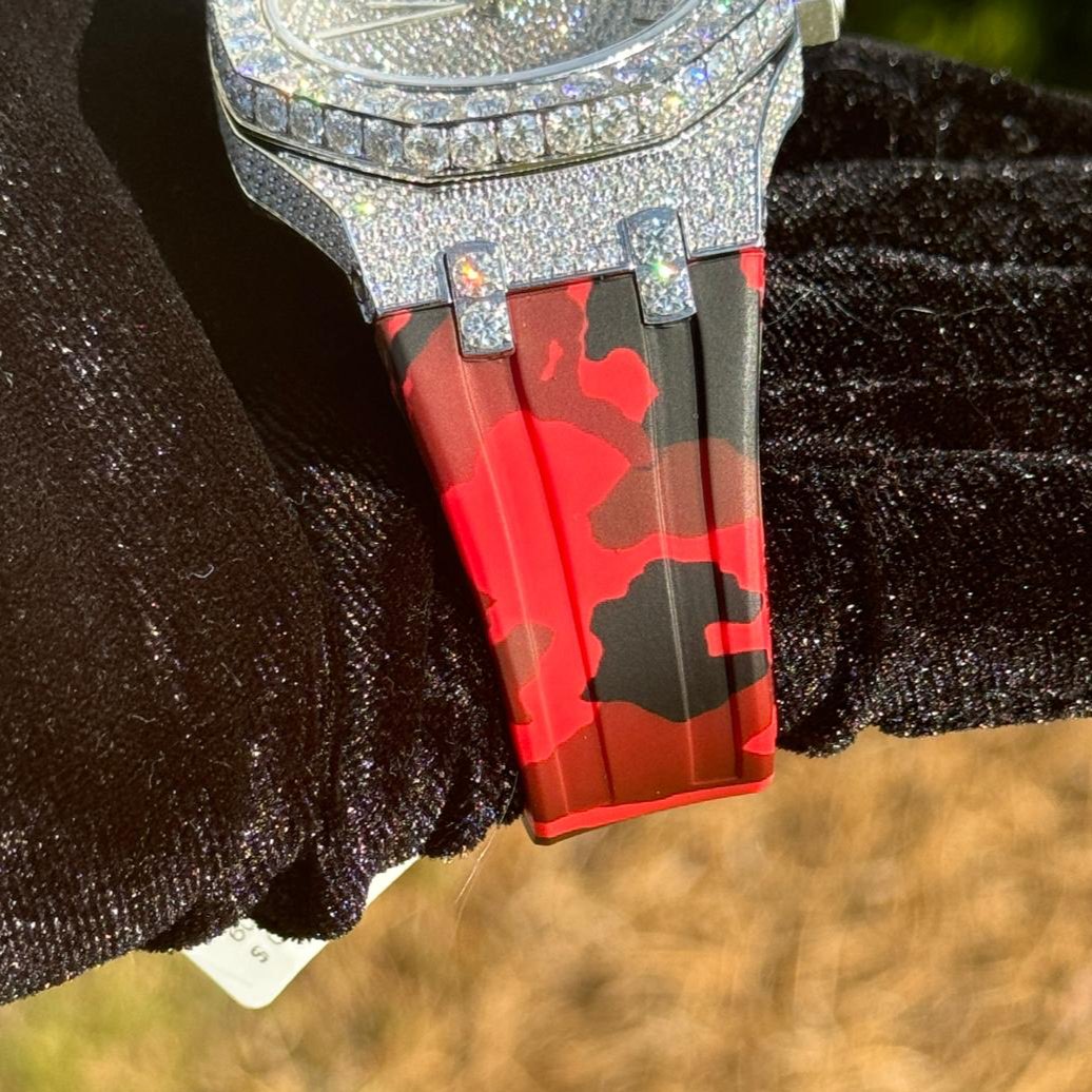 Moissanite Camouflage Red Watch Designer Automatic Men