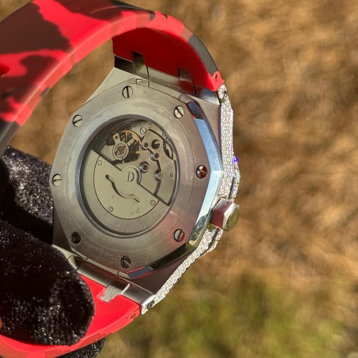 Moissanite Camouflage Red Watch Designer Automatic Men