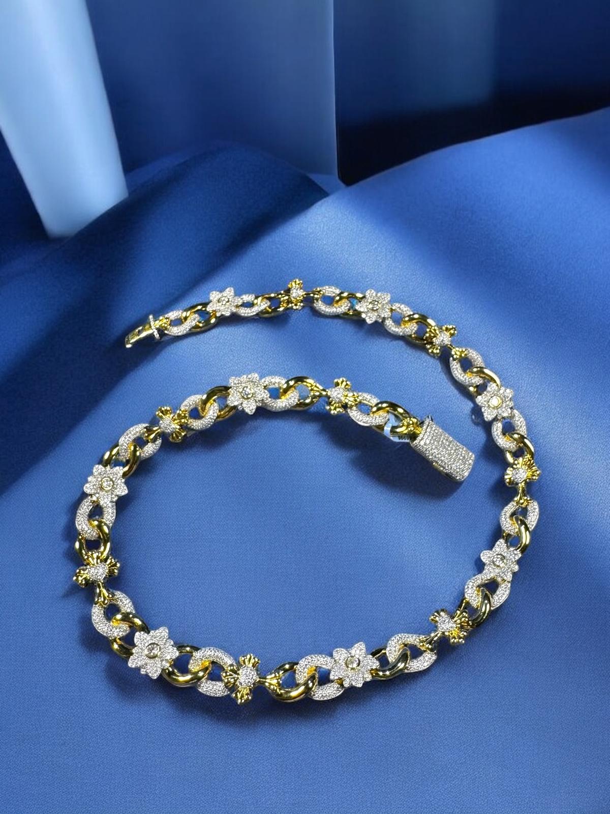 Infinity Cross Flower Necklace Moissanite 925 Silver