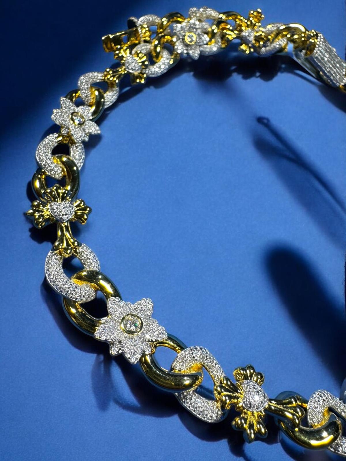 Infinity Cross Flower Necklace Moissanite 925 Silver