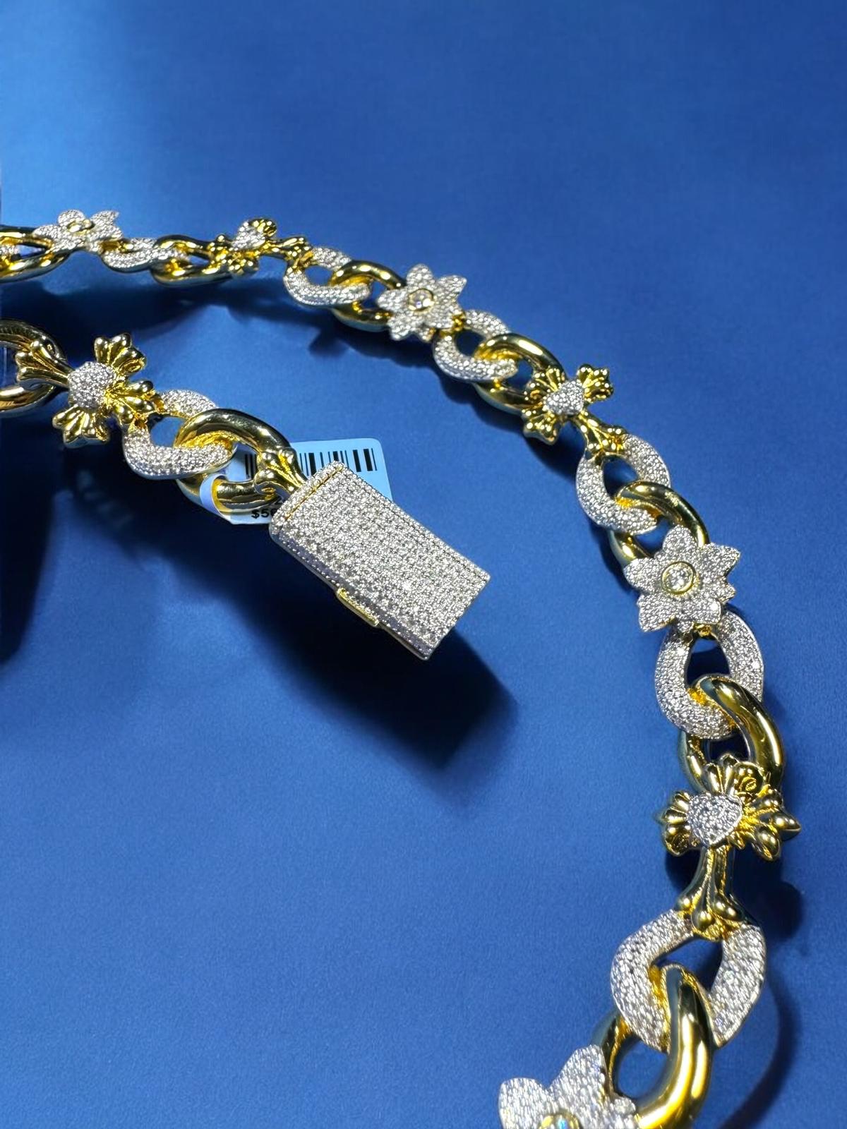 Infinity Cross Flower Necklace Moissanite 925 Silver