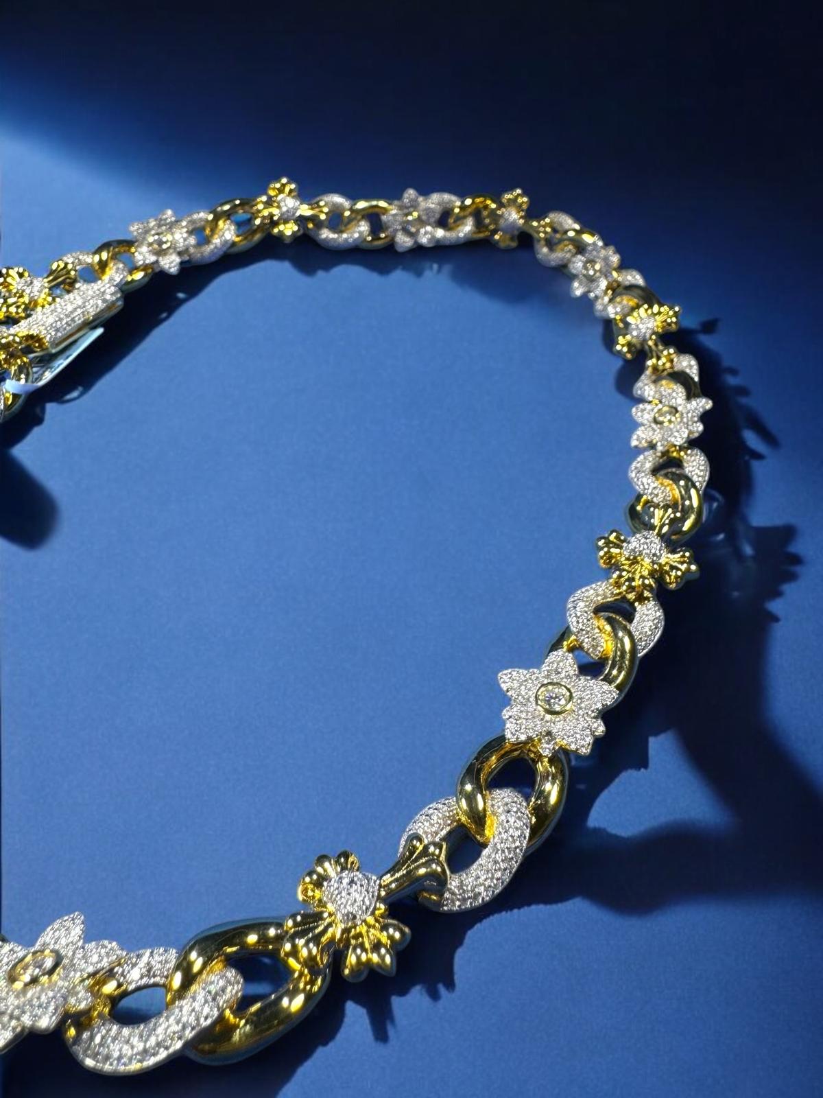 Infinity Cross Flower Necklace Moissanite 925 Silver