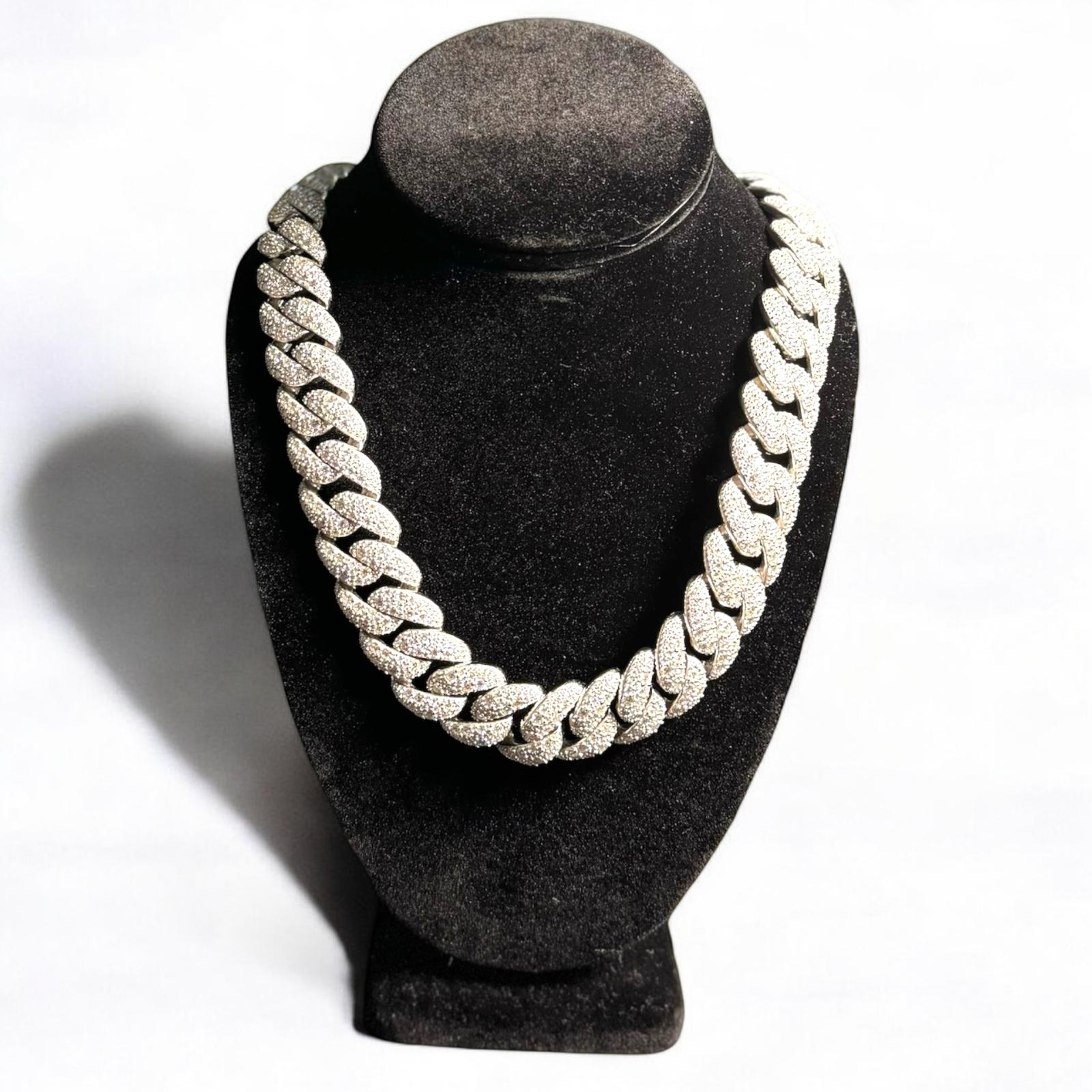 23mm Moissanite Mosaic Cuban 925 Silver Custom Mens