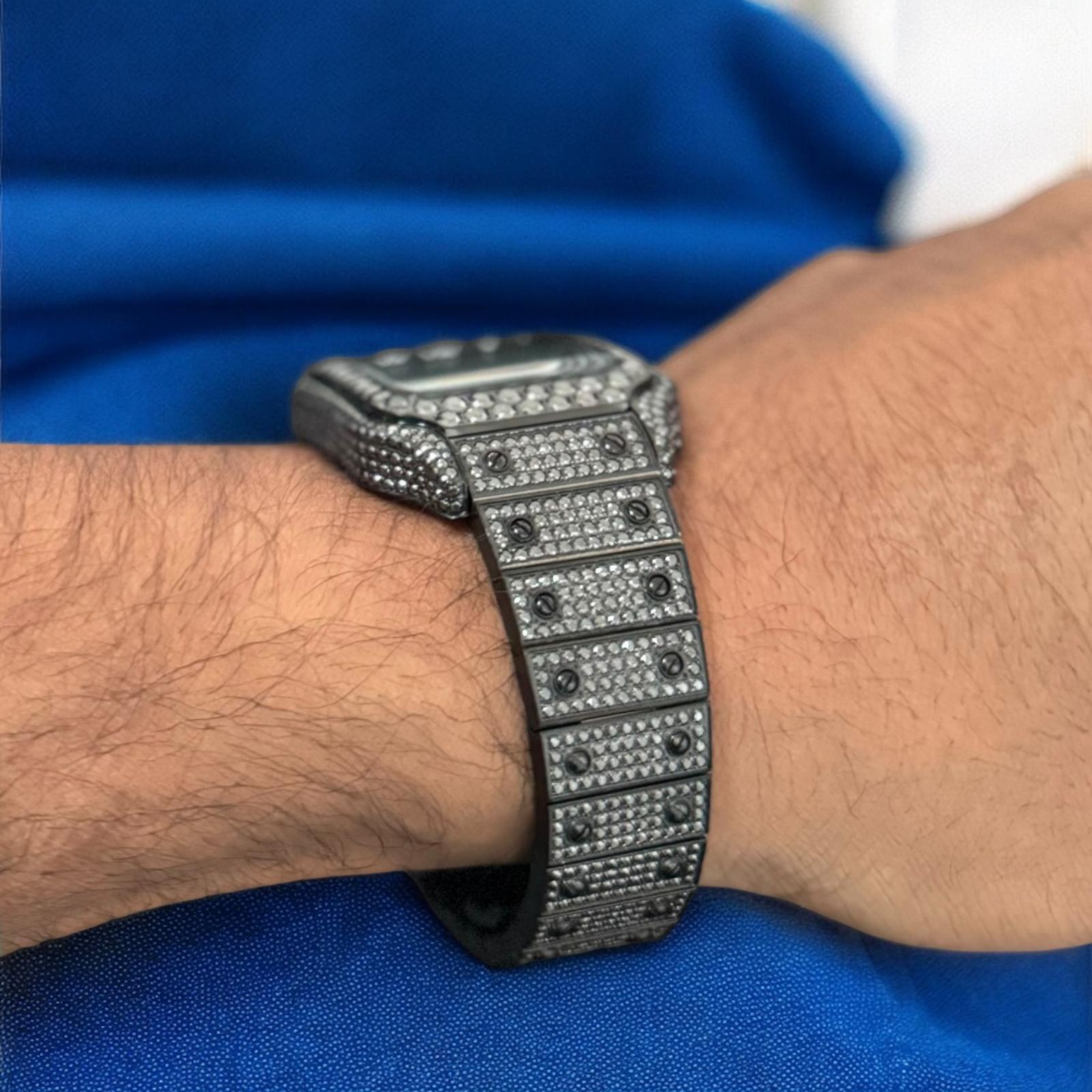 Black Moissanite Watch Designer Automatic Mens (MADE TO ORDER)