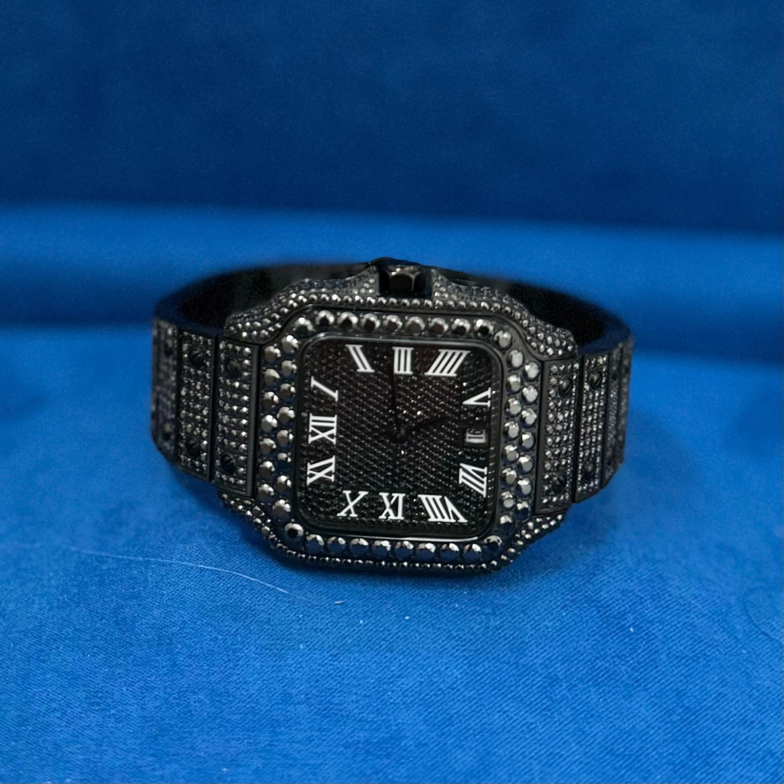 Black Moissanite Watch Designer Automatic Mens (MADE TO ORDER)