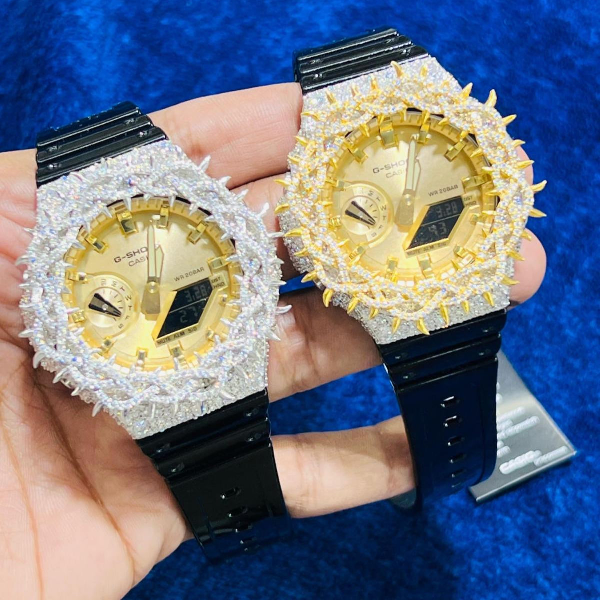 G-Shock Watch GA 2100 Moissanite Bezel Hip Hop Green