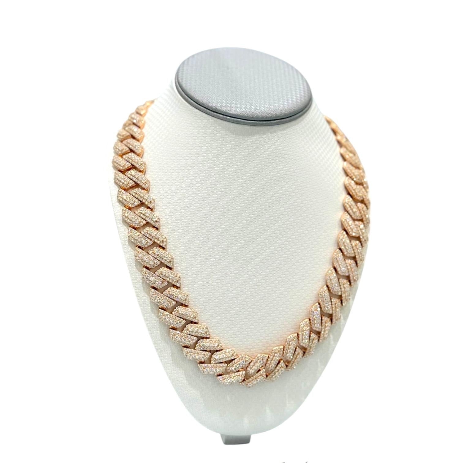 20mm Cuban Chain Moissanite Rose Gold On 925