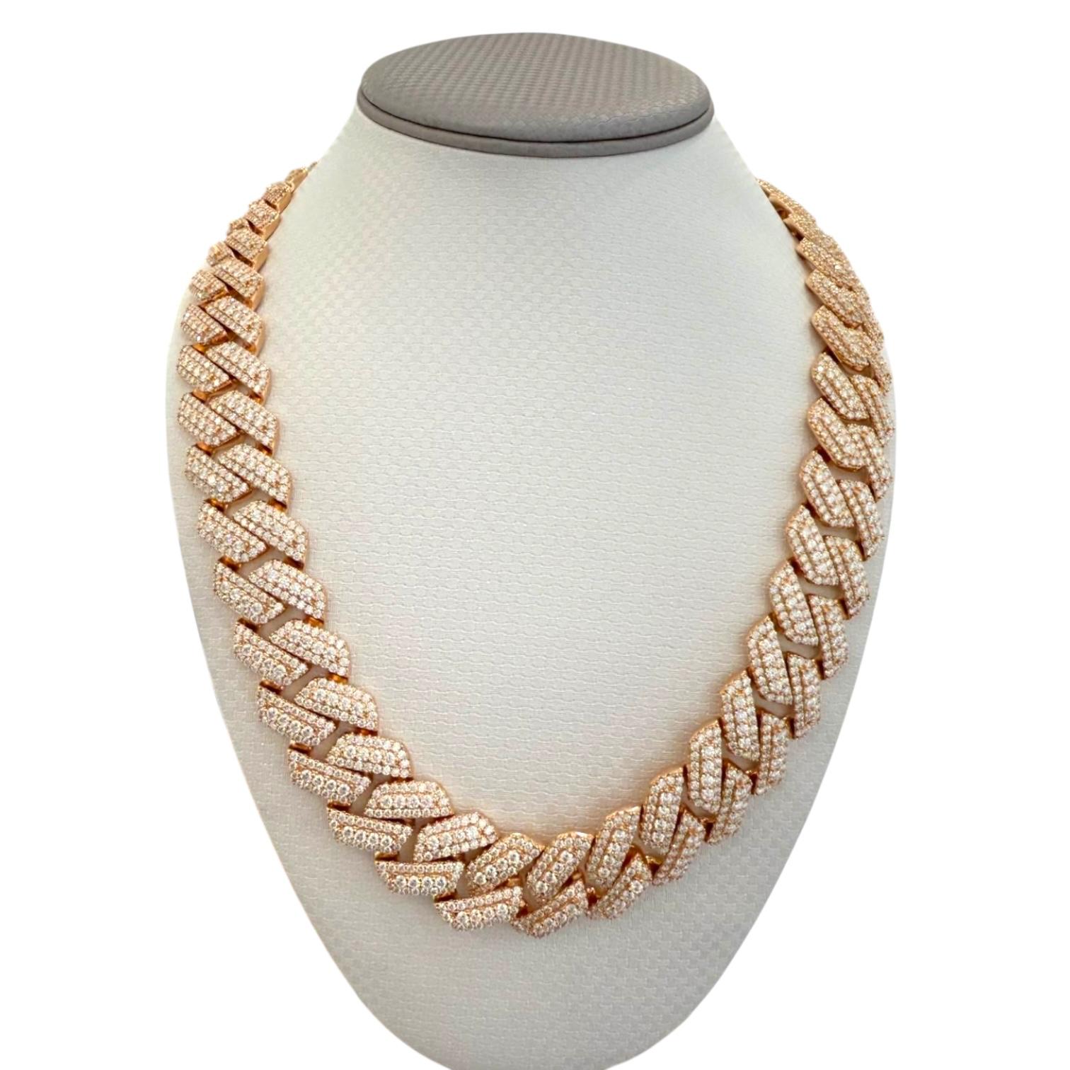 20mm Cuban Chain Moissanite Rose Gold On 925