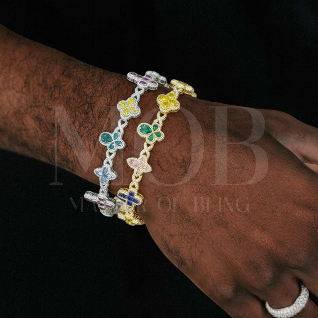 Moissanite Multi Color Cross Bracelet 925