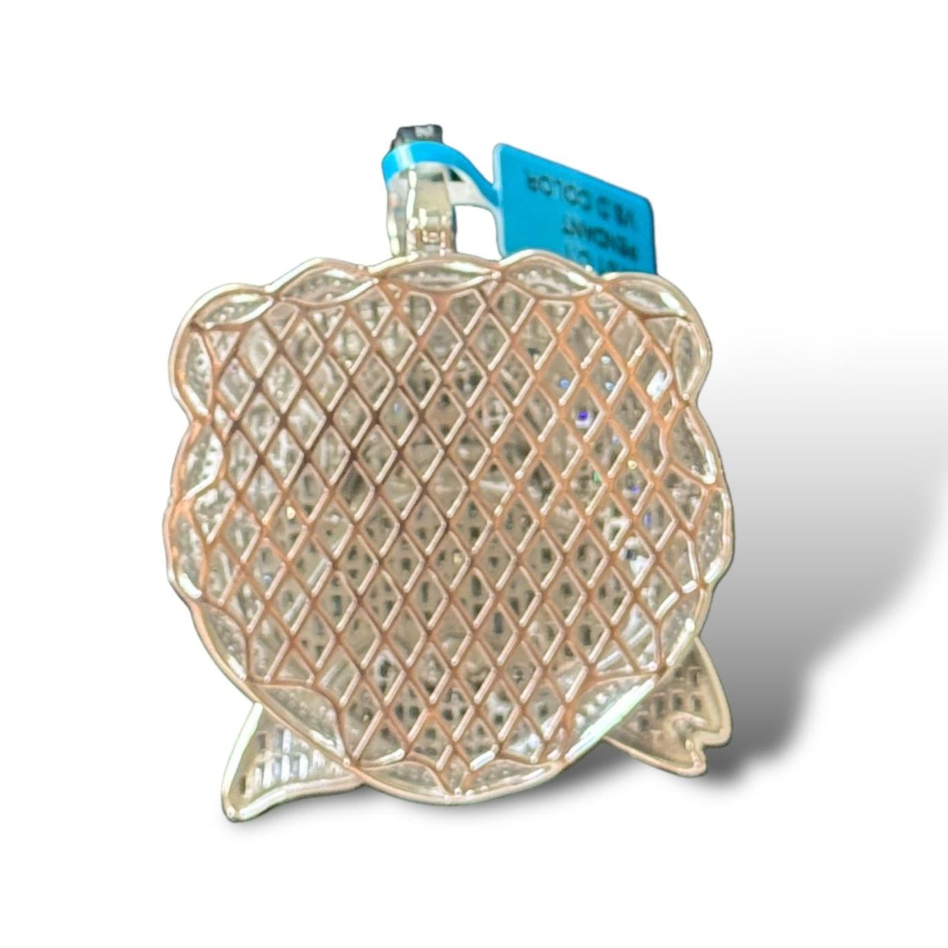 Moissanite Diamond Bear Eating Fish Pendant 925 Silver