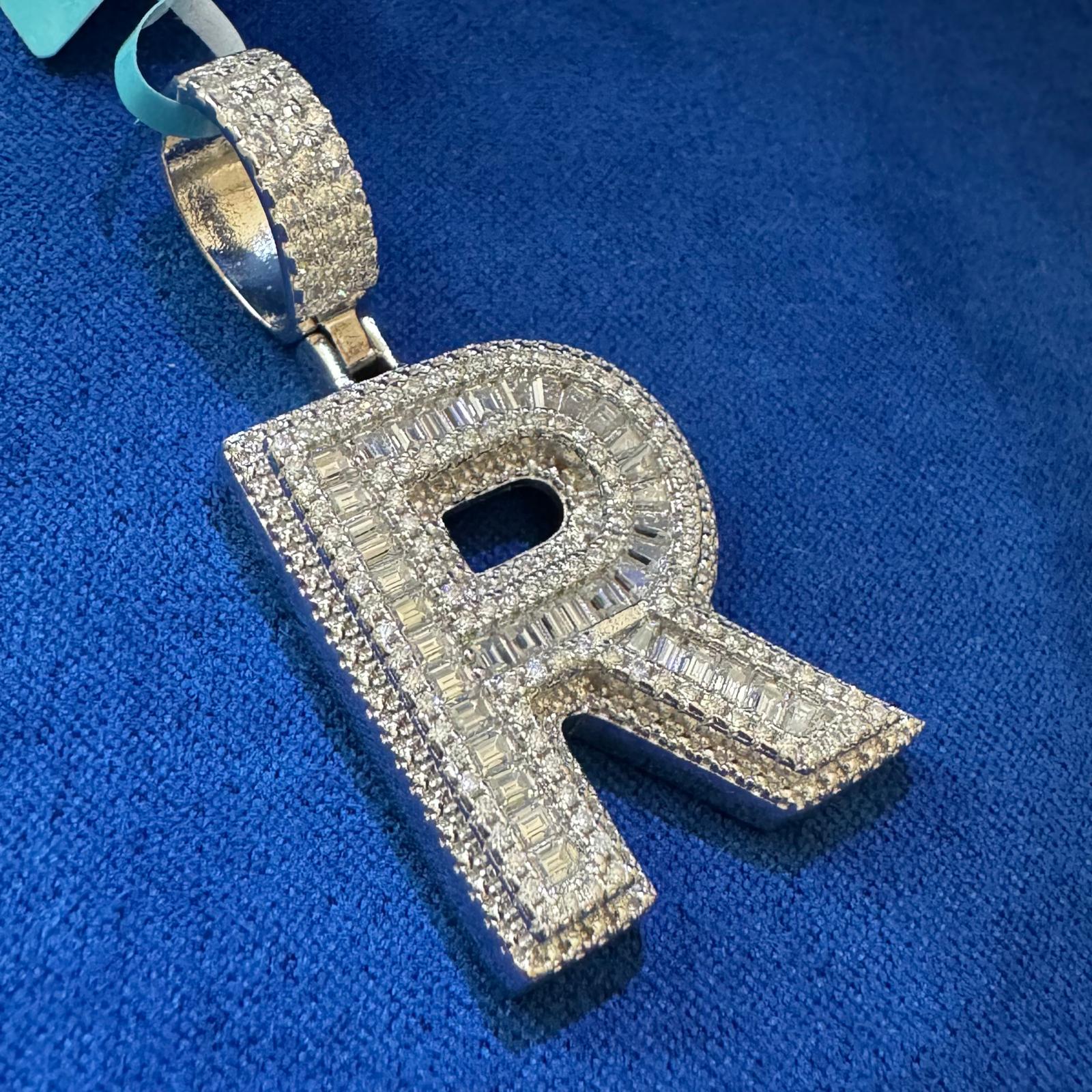 Moissanite Initial Pendant 925 Silver Letter Charms