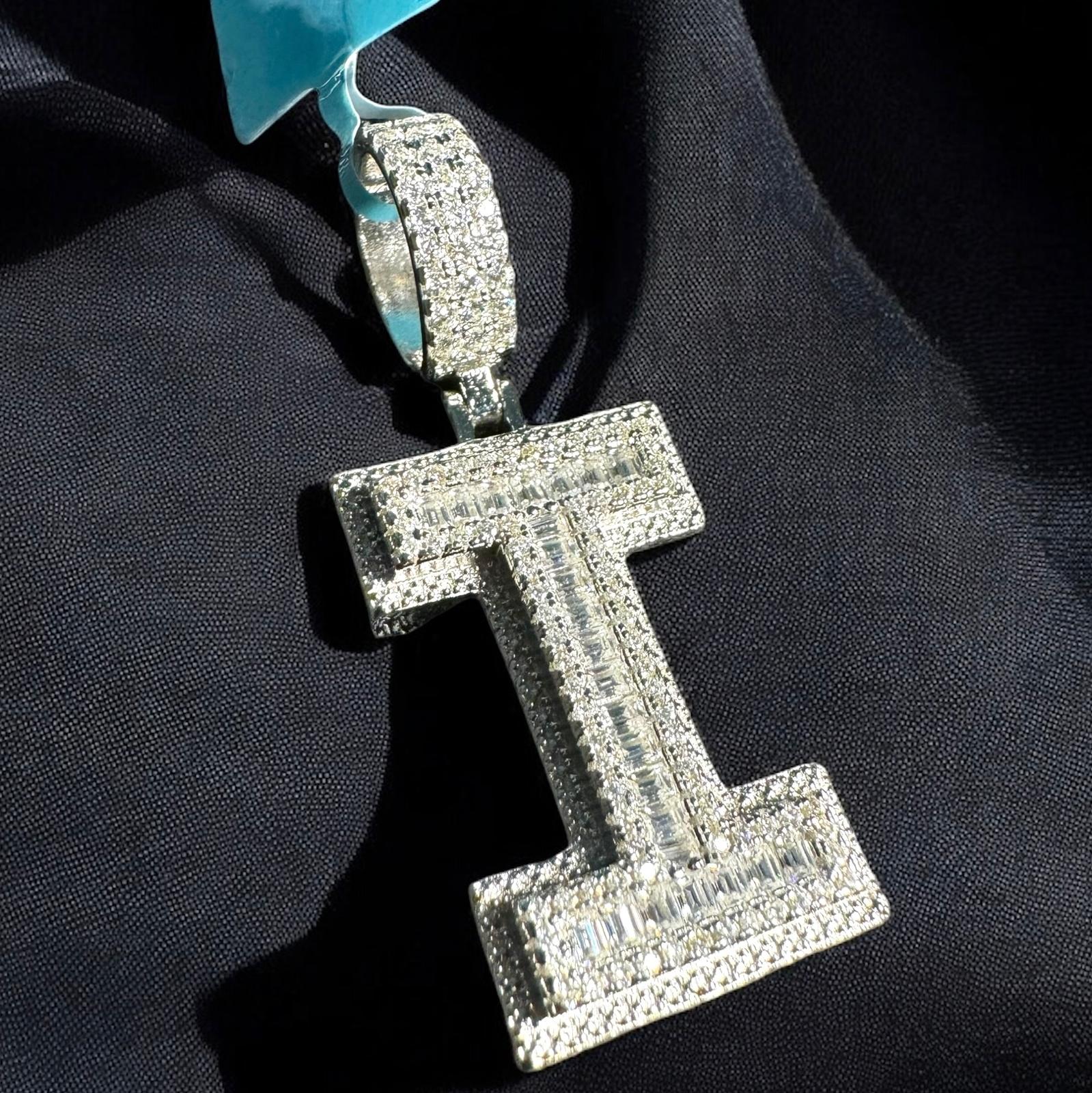 Moissanite Initial Pendant 925 Silver Letter Charms