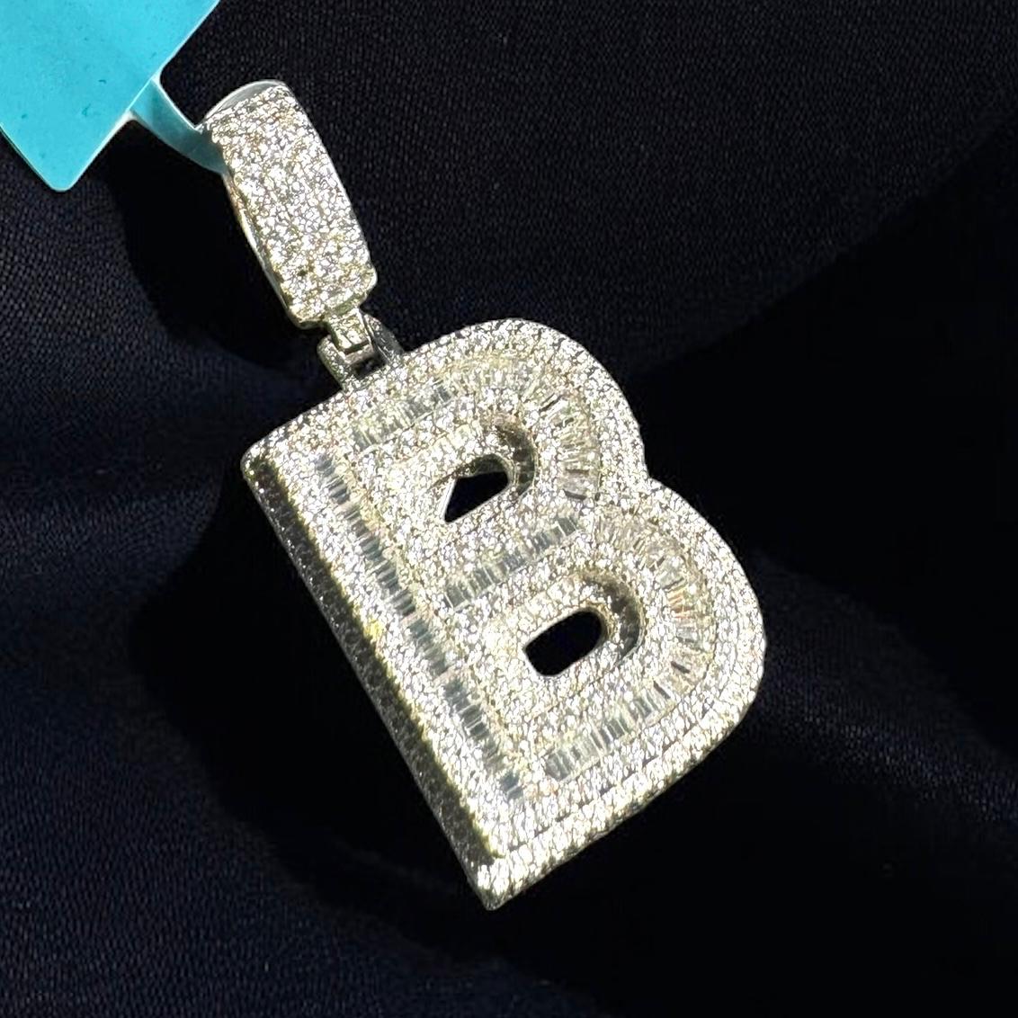 Moissanite Initial Pendant 925 Silver Letter Charms