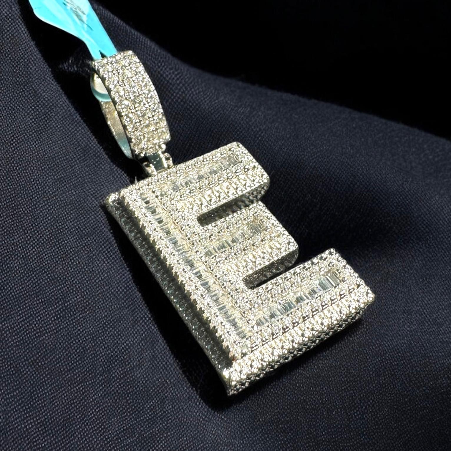 Moissanite Initial Pendant 925 Silver Letter Charms