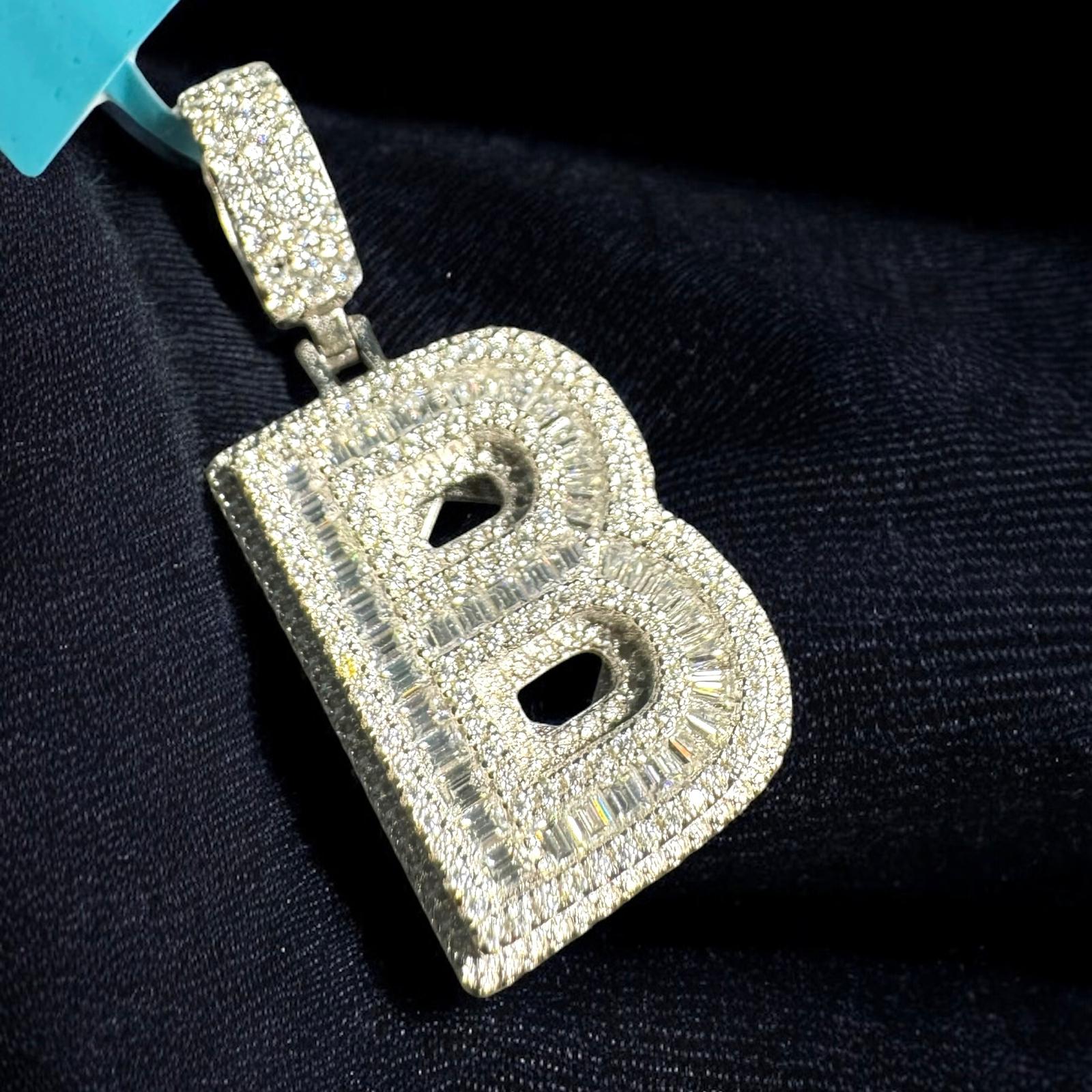 Moissanite Initial Pendant 925 Silver Letter Charms