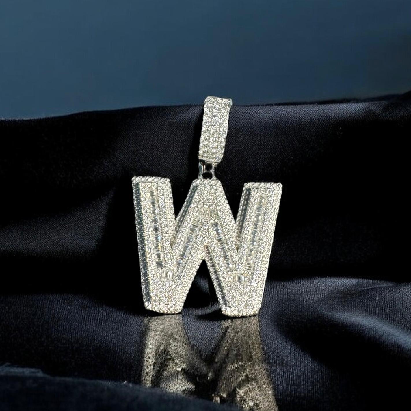 Moissanite Initial Pendant 925 Silver Letter Charms