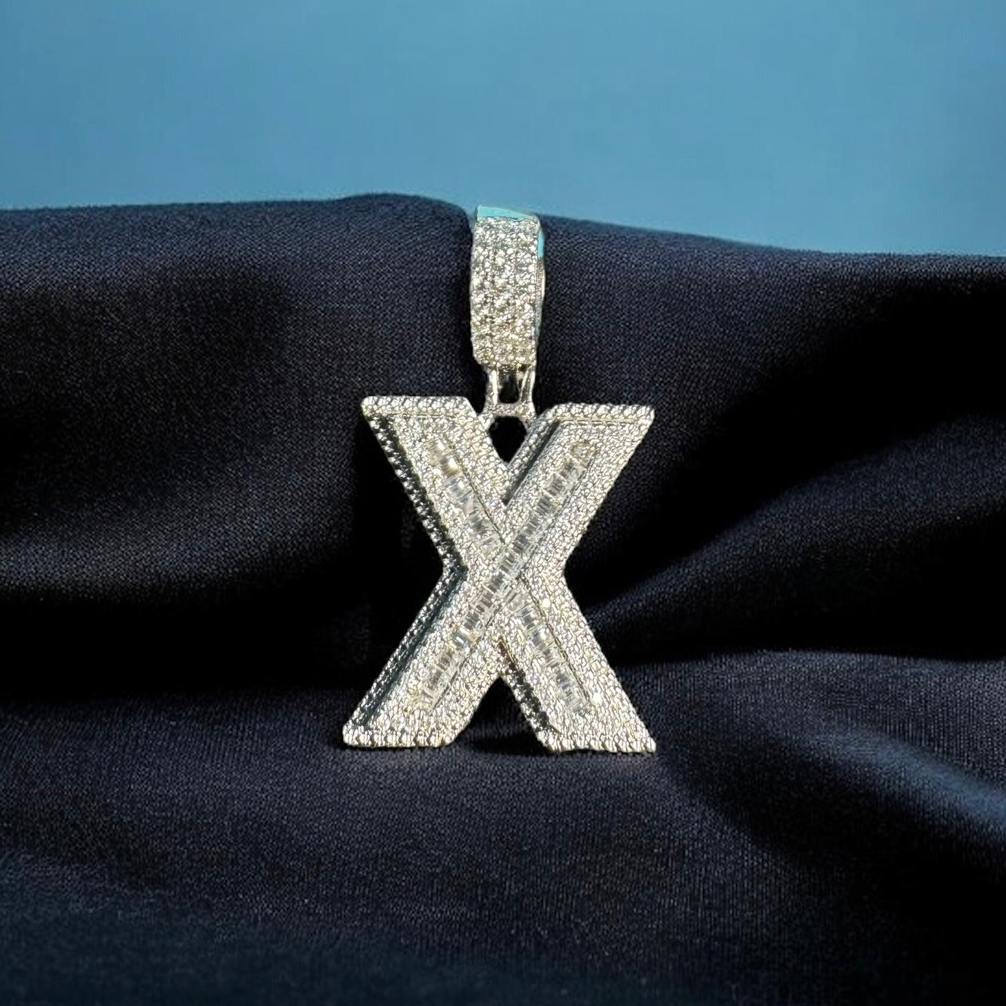 Moissanite Initial Pendant 925 Silver Letter Charms