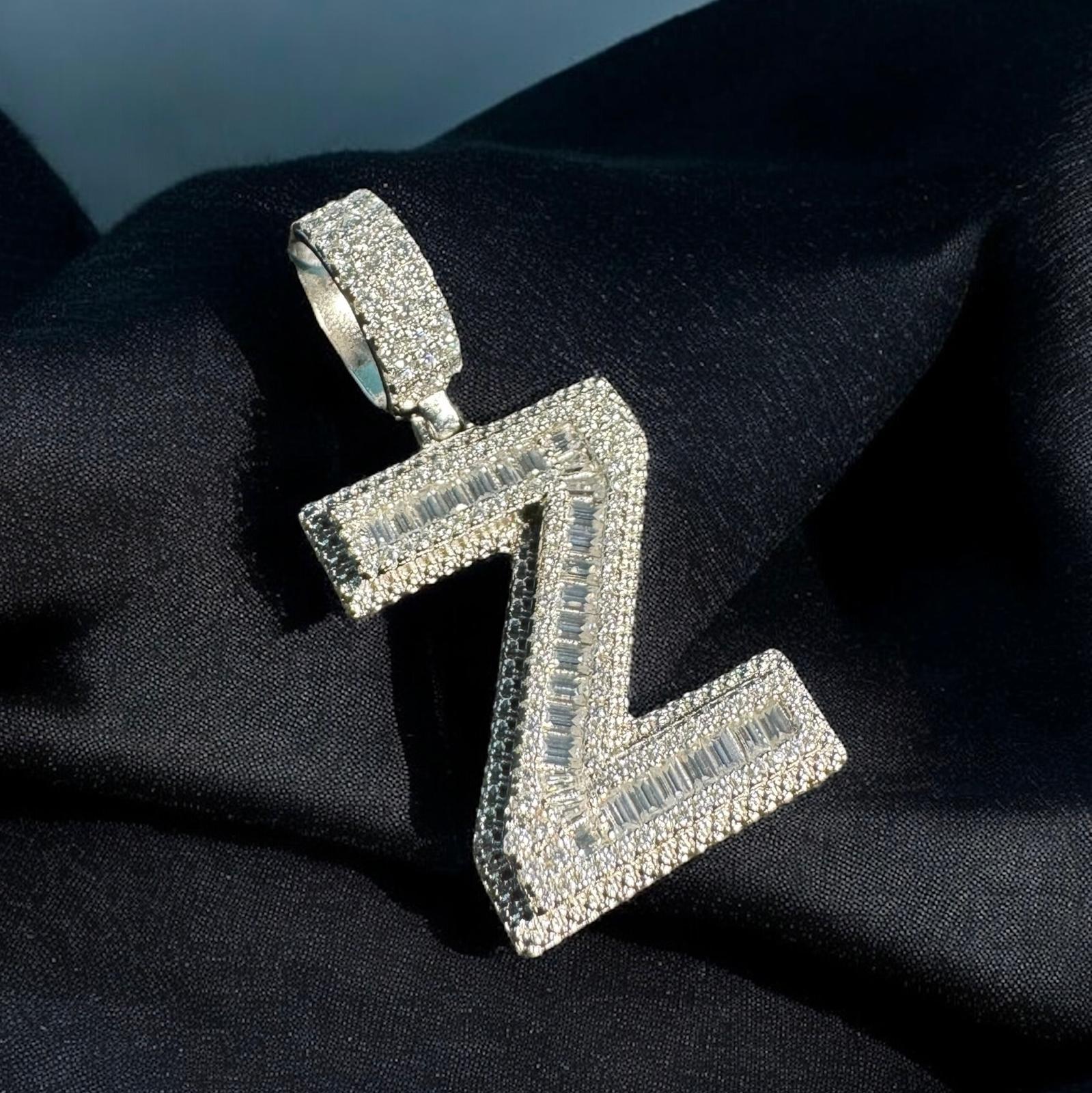 Moissanite Initial Pendant 925 Silver Letter Charms