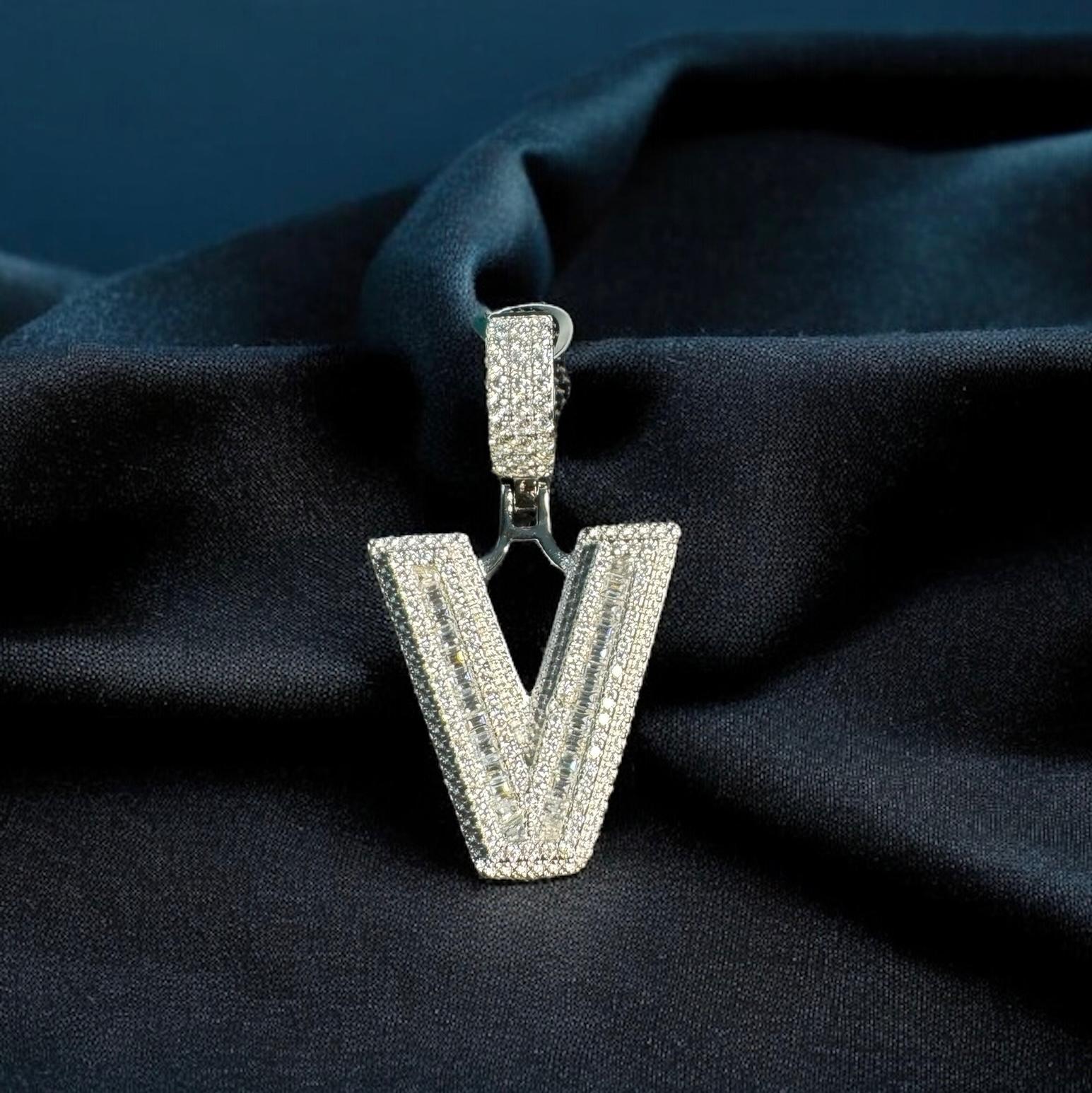 Moissanite Initial Pendant 925 Silver Letter Charms