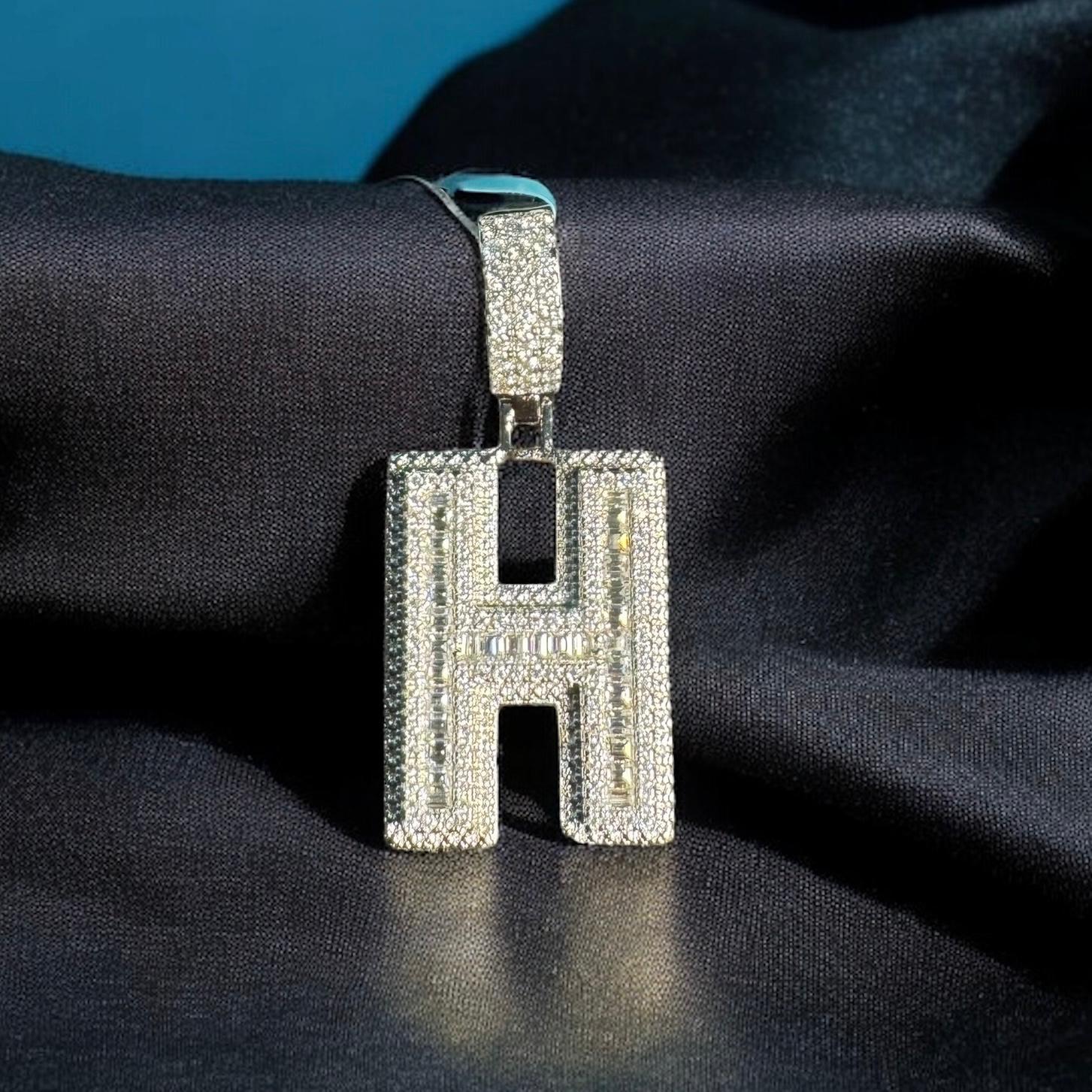 Moissanite Initial Pendant 925 Silver Letter Charms