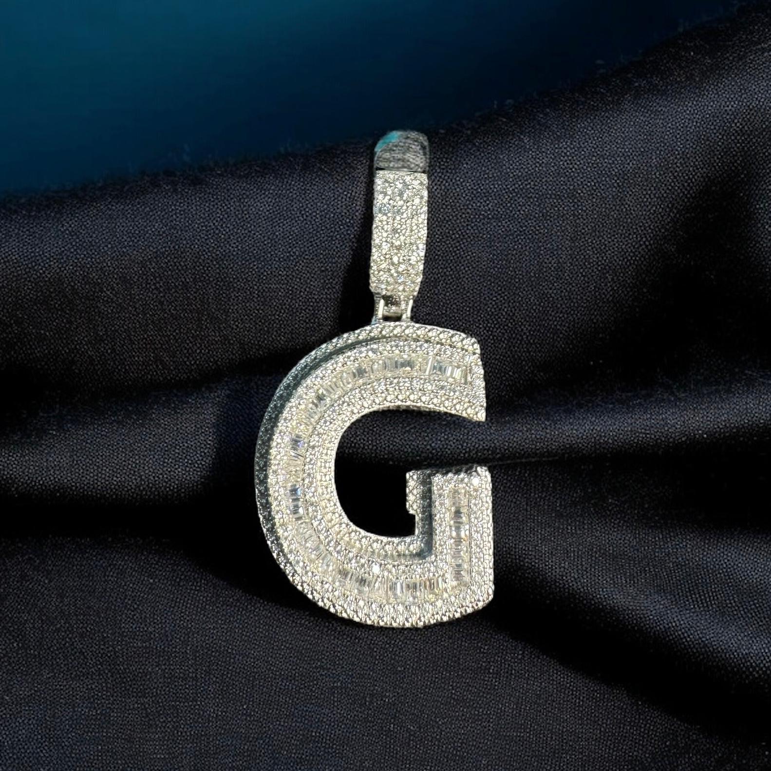 Moissanite Initial Pendant 925 Silver Letter Charms