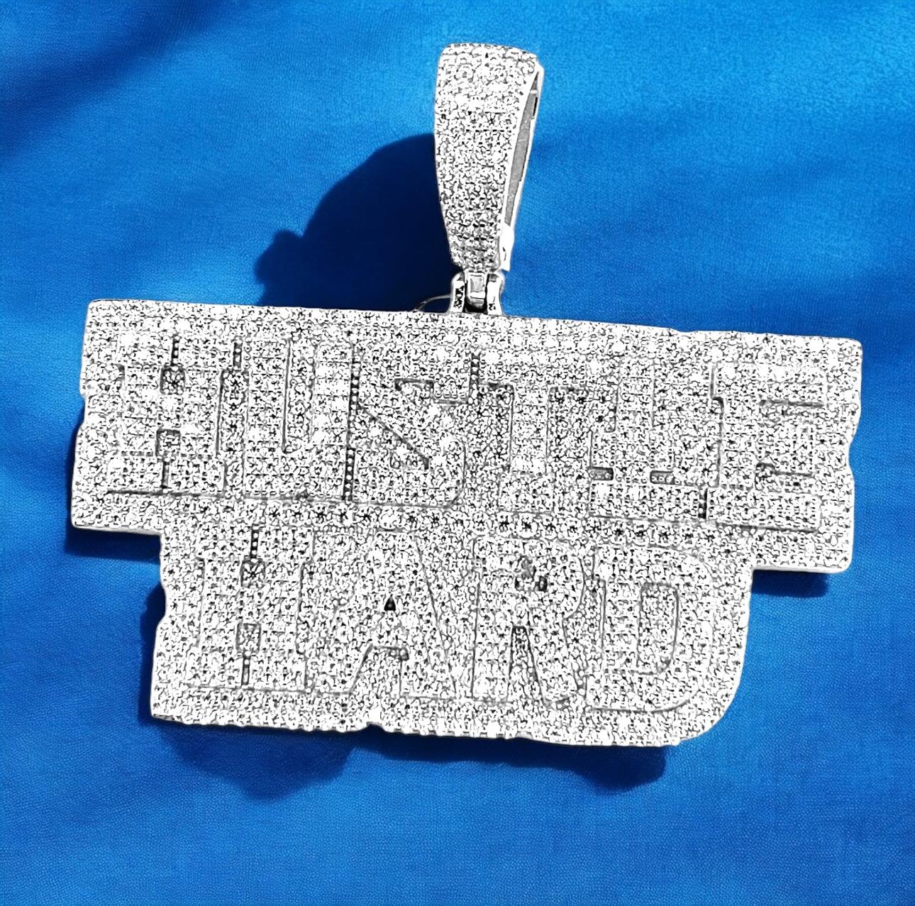 Moissanite Diamond Hustle Hard Pendant Custom Iced 925 Silver