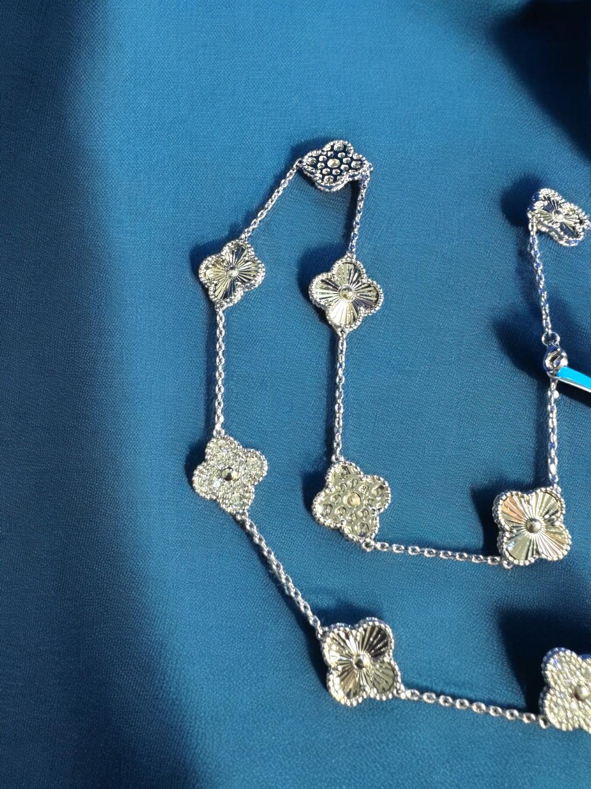 Clover Leaf Moissanite Necklace 925 14k Gold