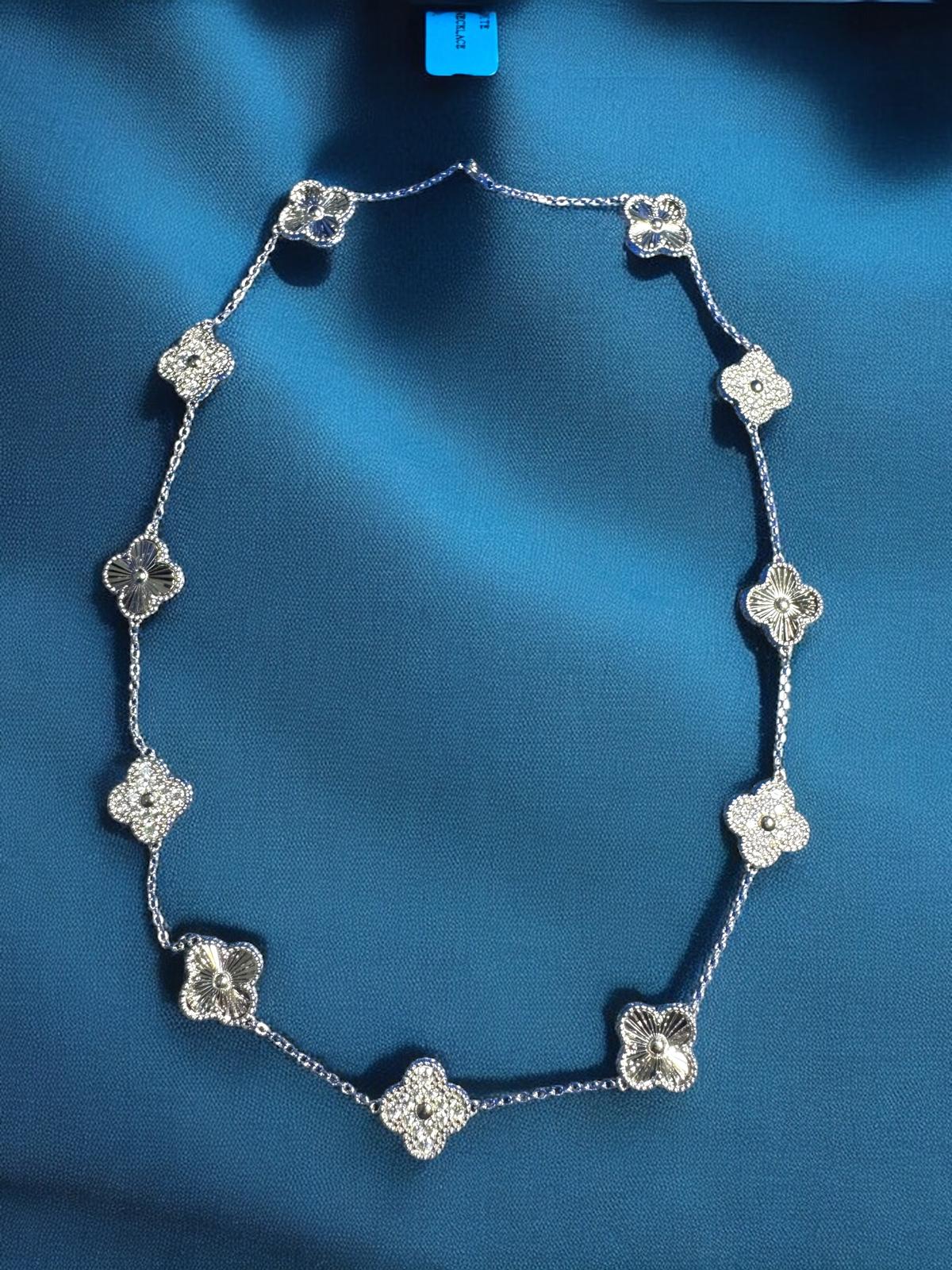 Clover Leaf Moissanite Necklace 925 14k Gold