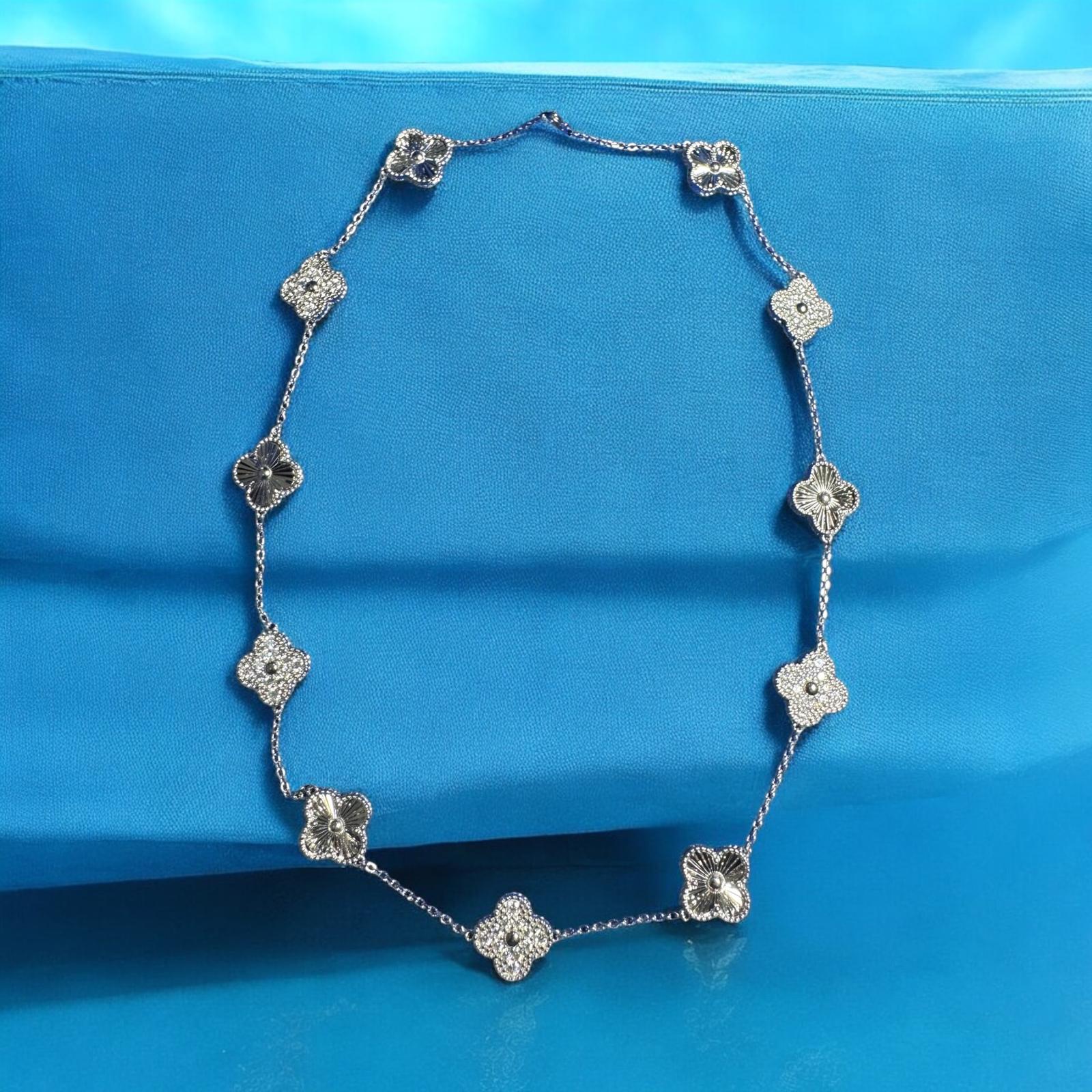 Clover Leaf Moissanite Necklace 925 14k Gold