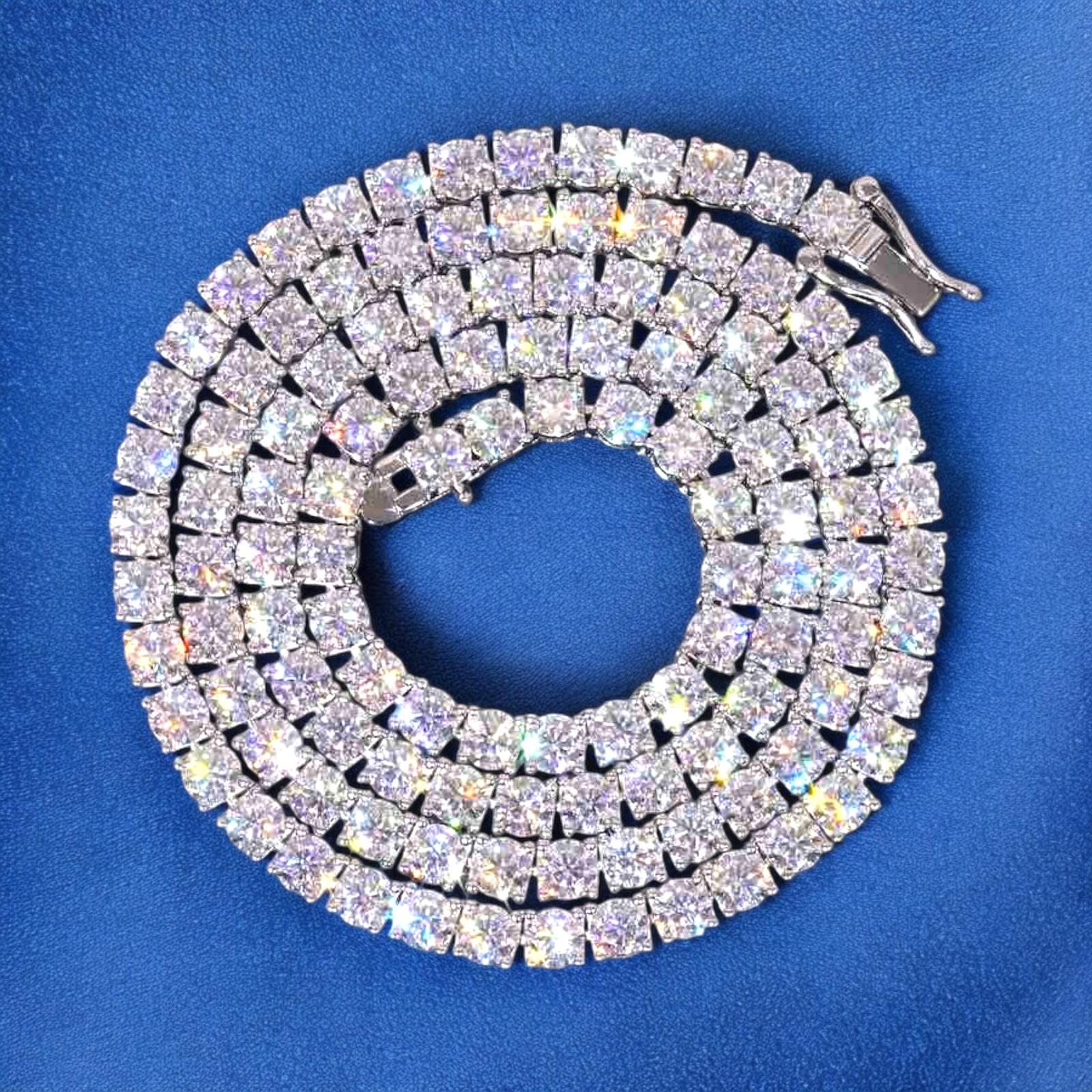 6mm Moissanite Tennis Necklace 14k Gold 925