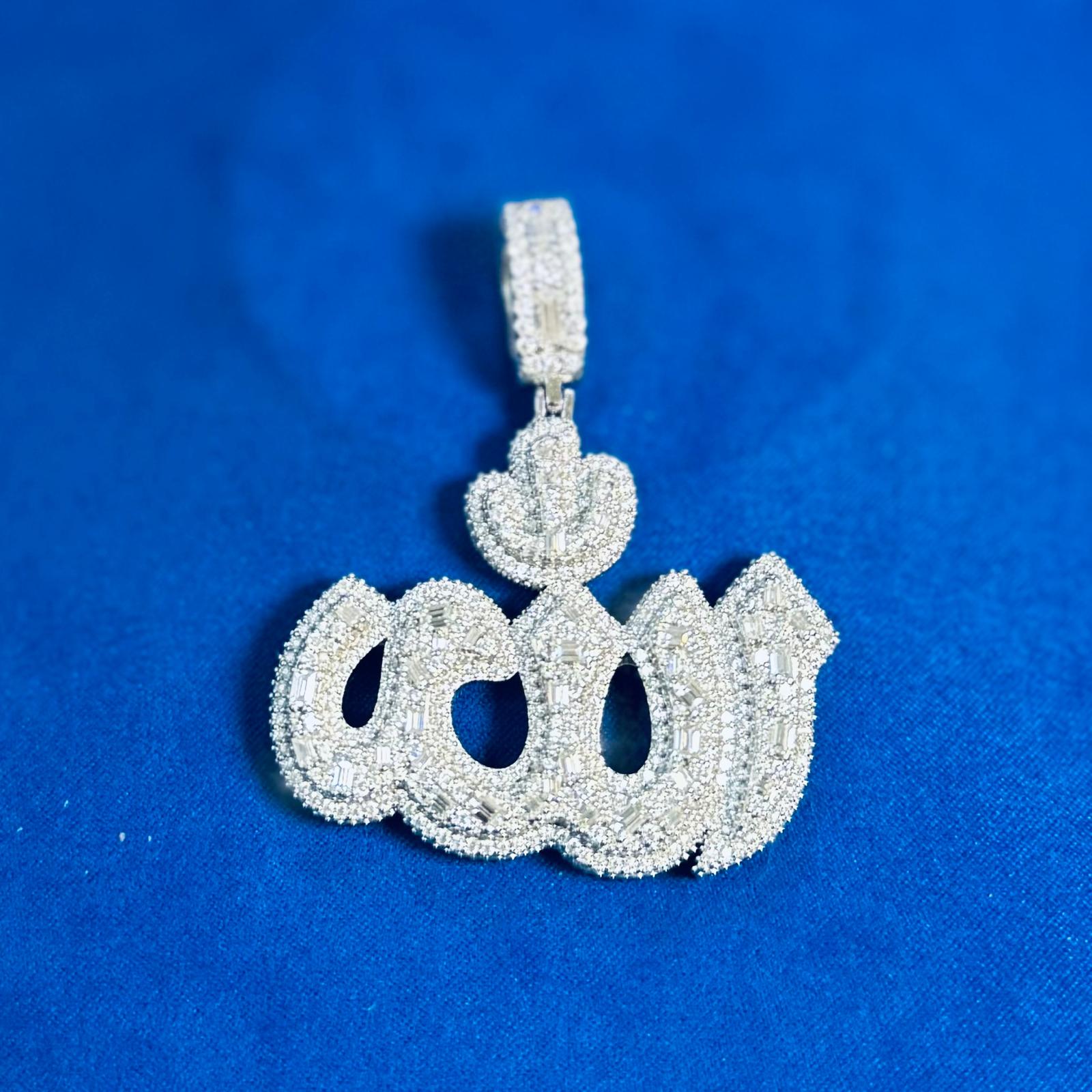 Moissanite Allah Pendant 925 Silver Custom Jewelry