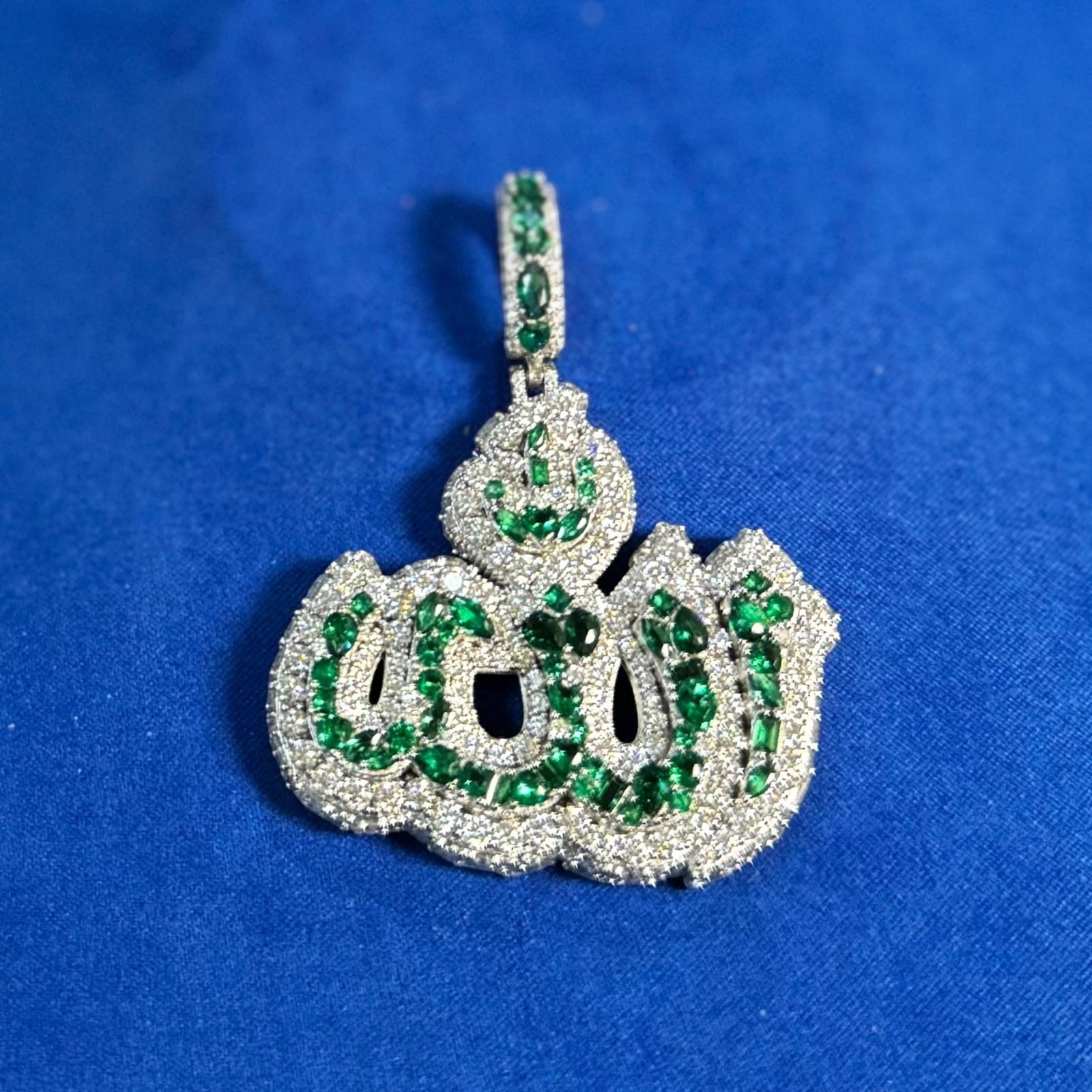 Moissanite Allah Pendant 925 Silver Custom Jewelry