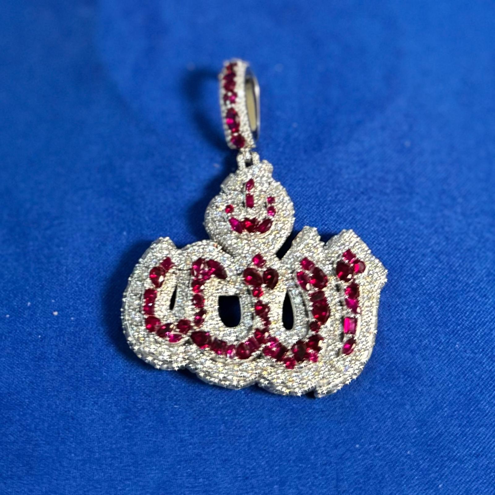 Moissanite Allah Pendant 925 Silver Custom Jewelry