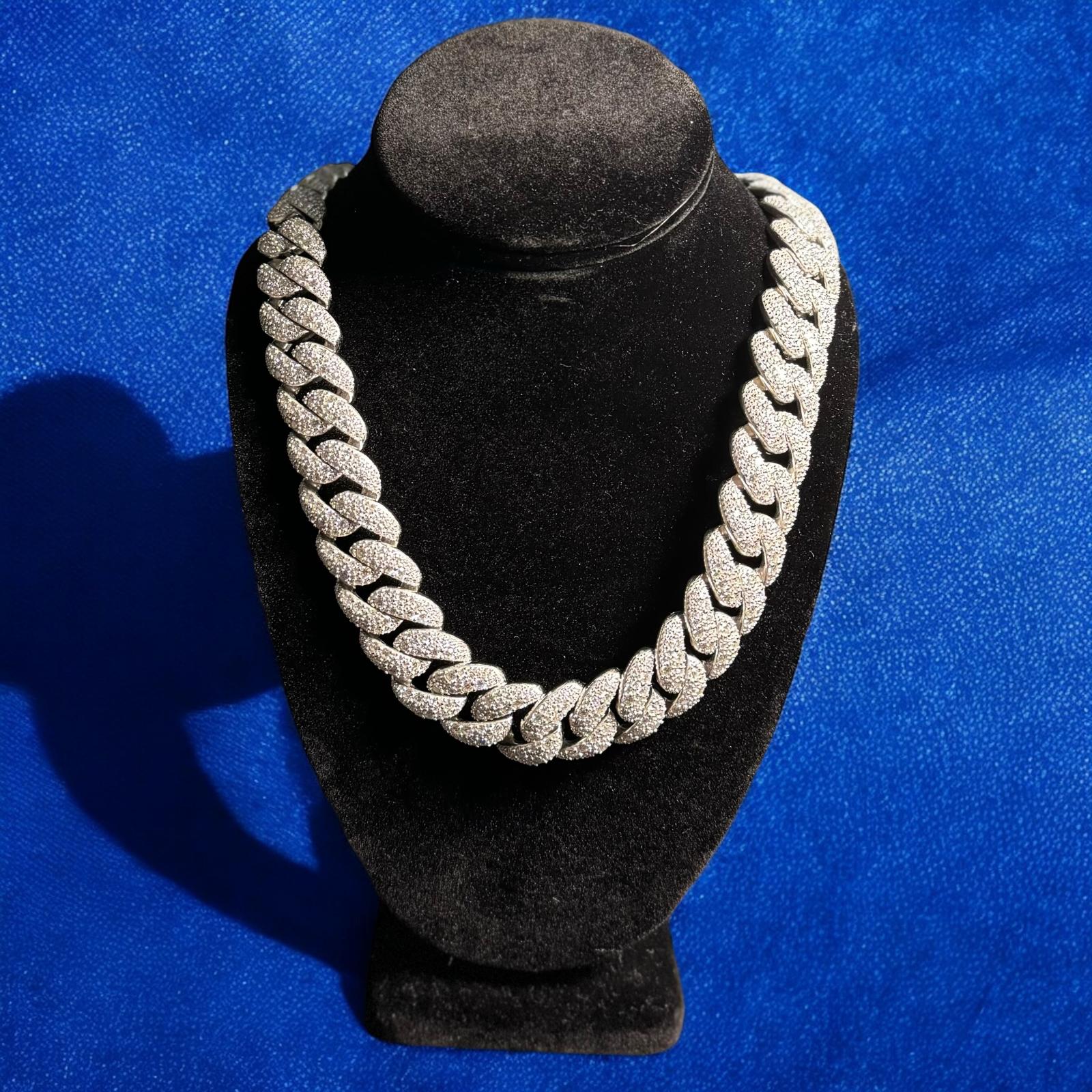 23mm Moissanite Mosaic Cuban 925 Silver Custom Mens