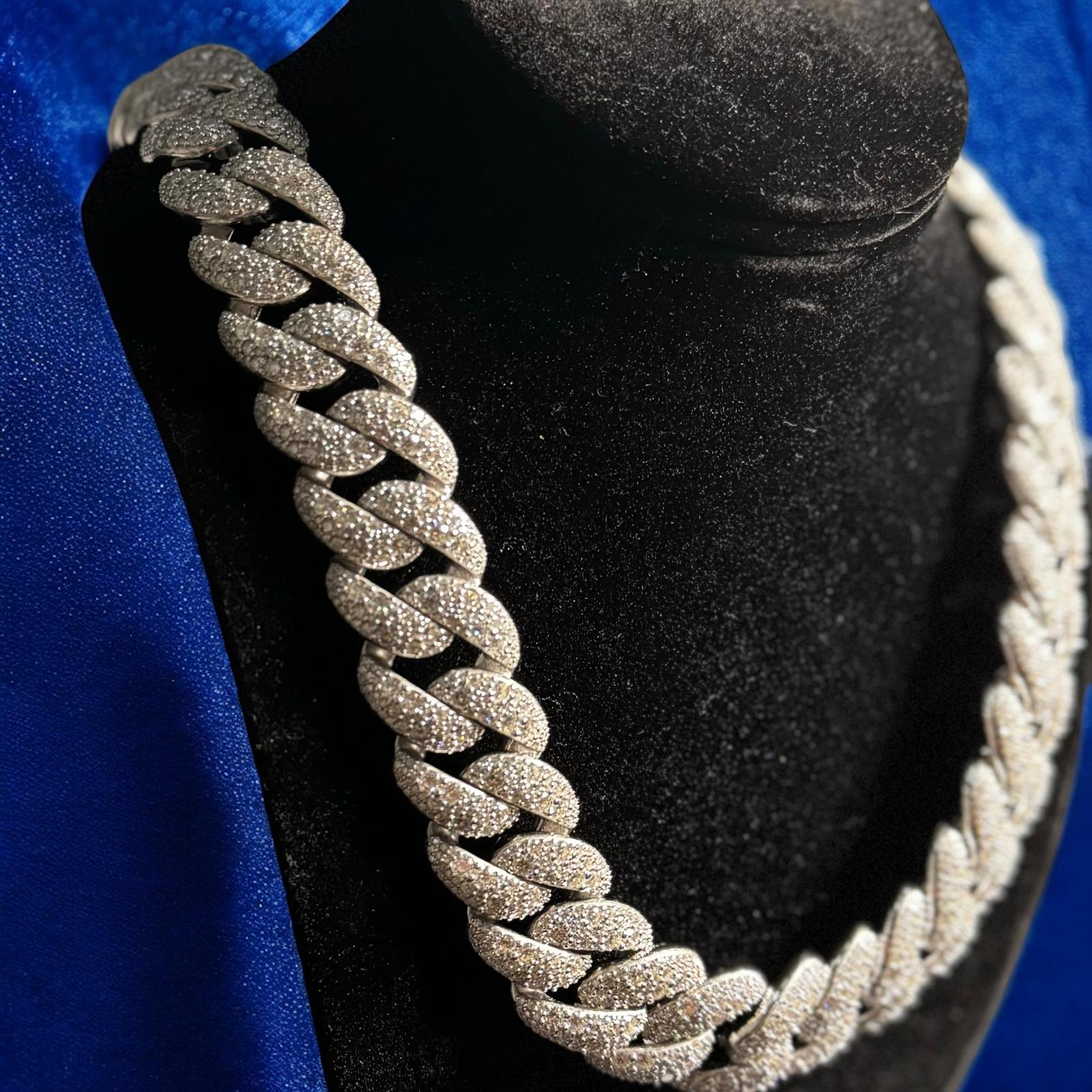 23mm Moissanite Mosaic Cuban 925 Silver Custom Mens