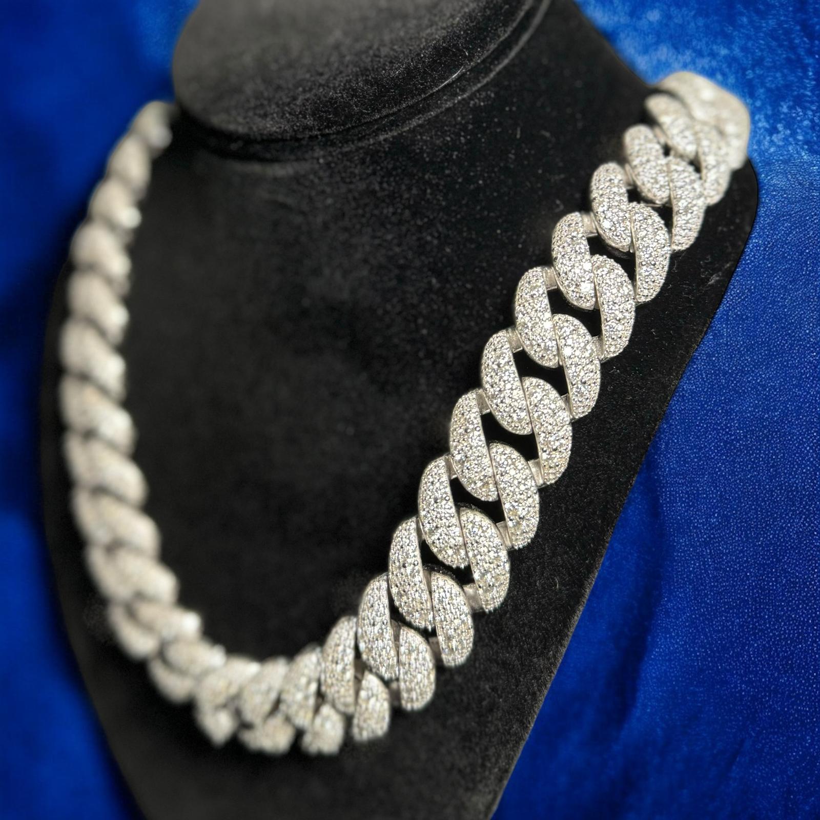 23mm Moissanite Mosaic Cuban 925 Silver Custom Mens