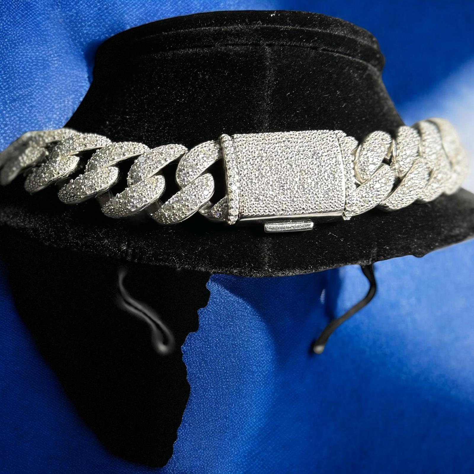 23mm Moissanite Mosaic Cuban 925 Silver Custom Mens