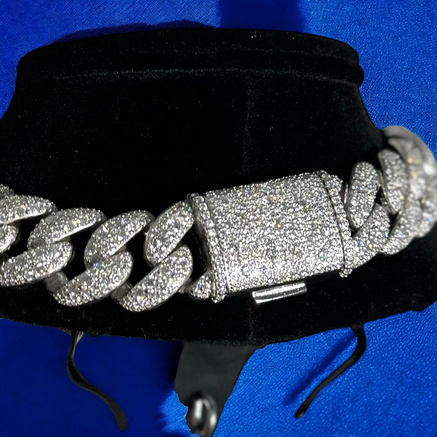 23mm Moissanite Mosaic Cuban 925 Silver Custom Mens