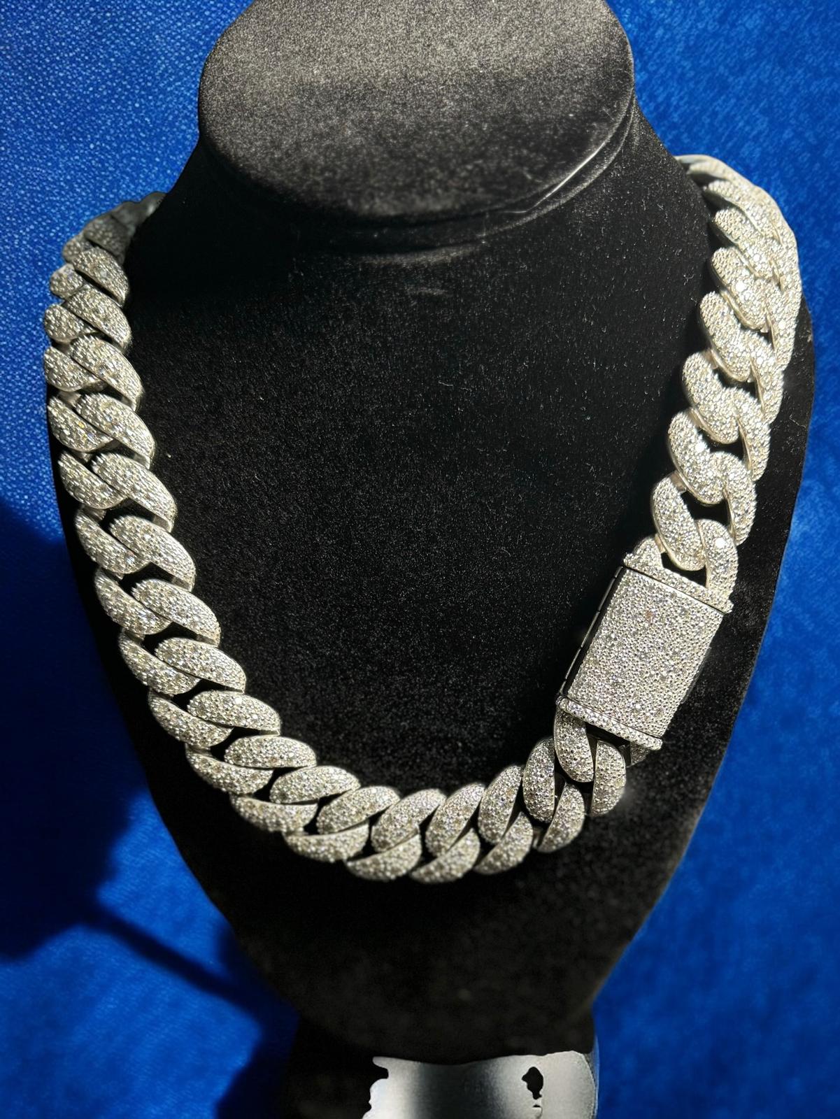 23mm Moissanite Mosaic Cuban 925 Silver Custom Mens