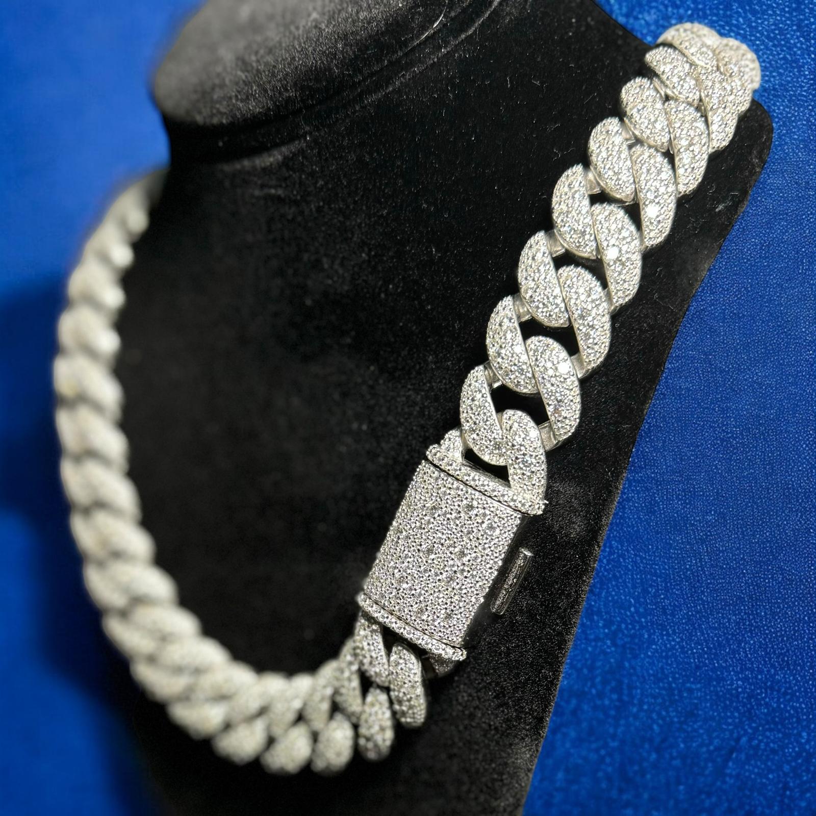 23mm Moissanite Mosaic Cuban 925 Silver Custom Mens