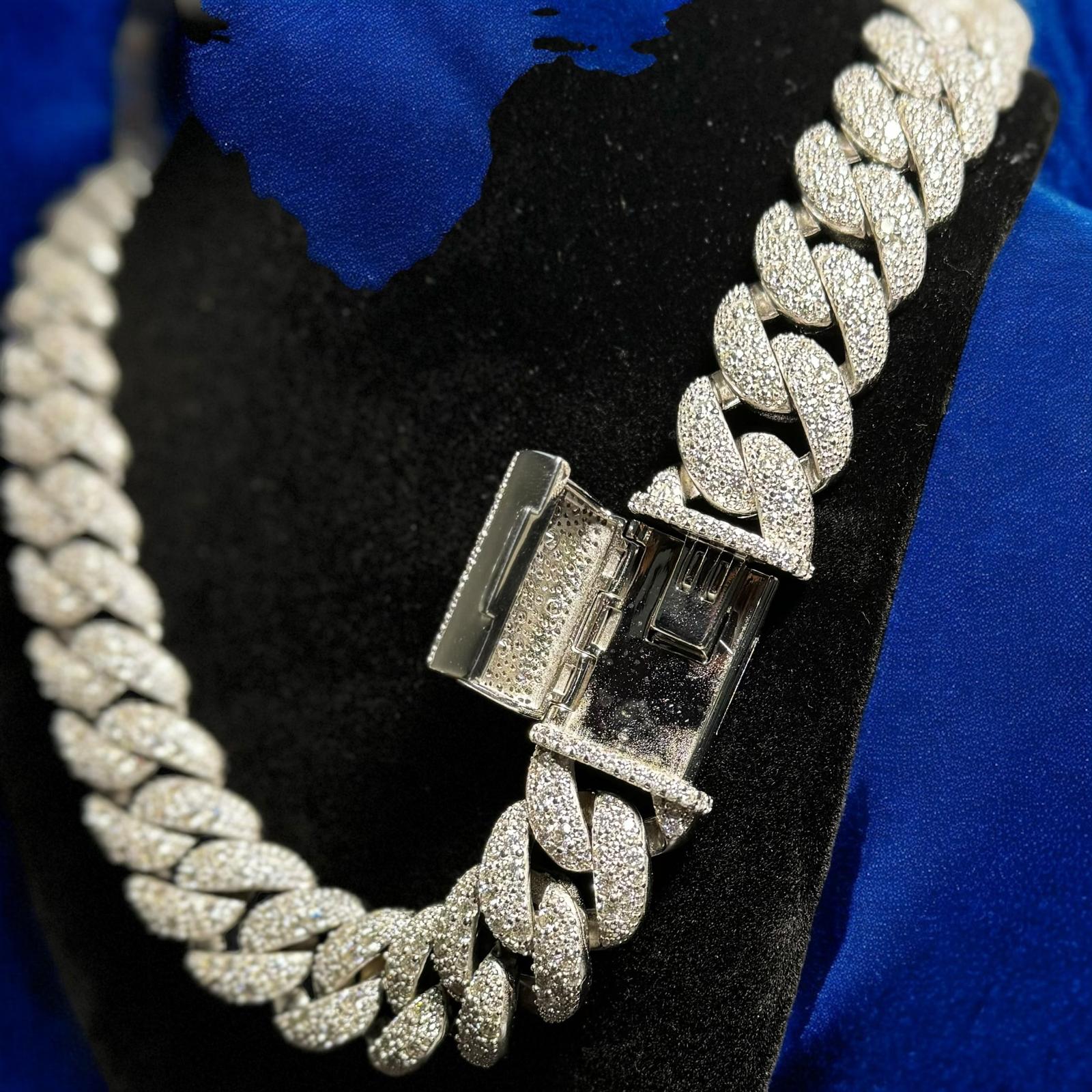 23mm Moissanite Mosaic Cuban 925 Silver Custom Mens