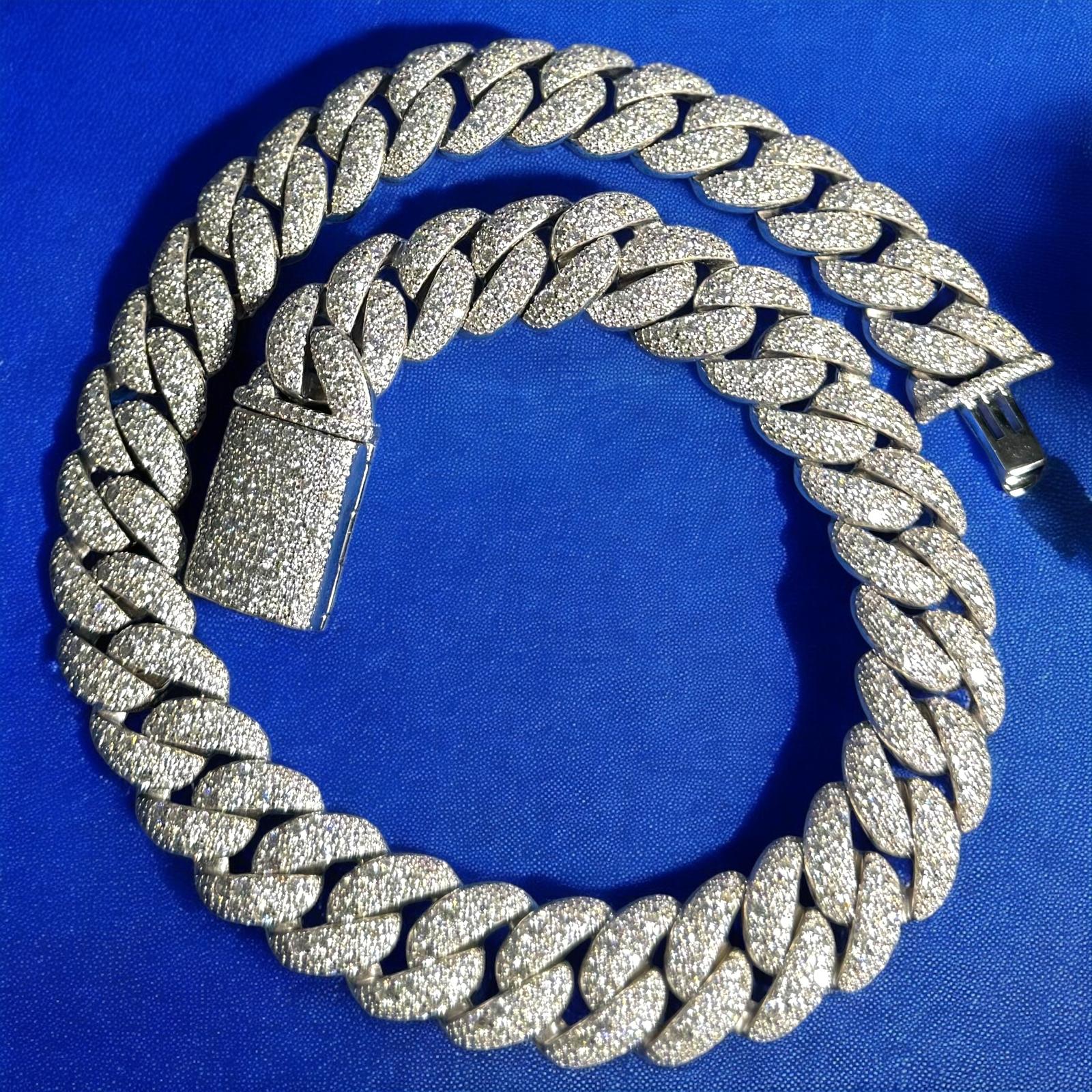 23mm Moissanite Mosaic Cuban 925 Silver Custom Mens