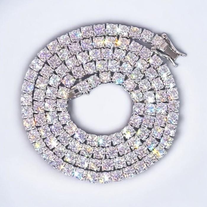 6mm Moissanite Tennis Necklace 14k Gold 925