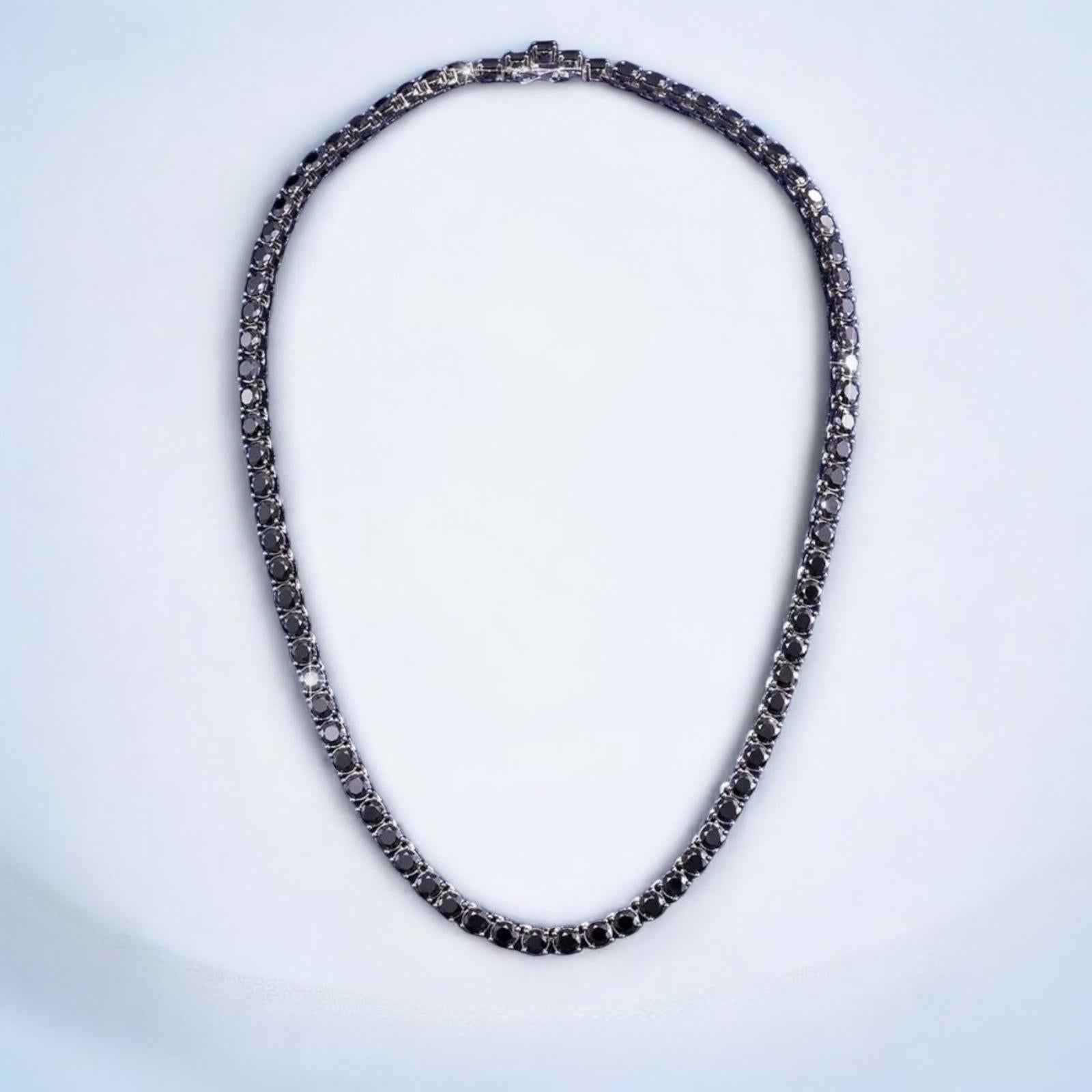 3MM Moissanite Black Diamond 925 Silver One Row Tennis Chain