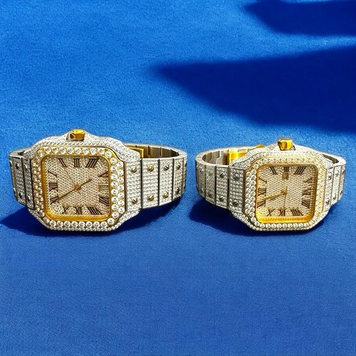 Moissanite His Her Watch Set 2 Tone Gold