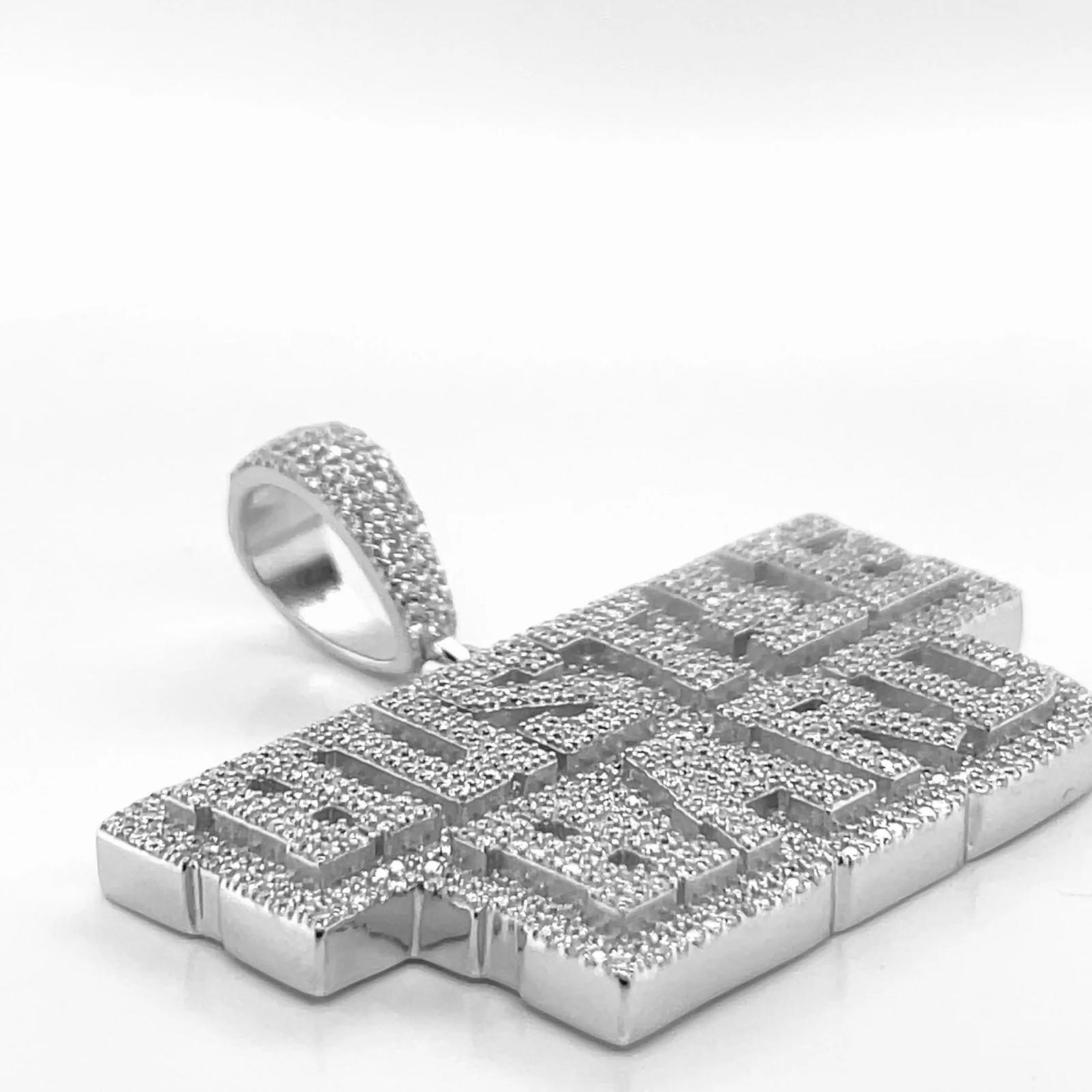 Moissanite Diamond Hustle Hard Pendant Custom Iced 925 Silver
