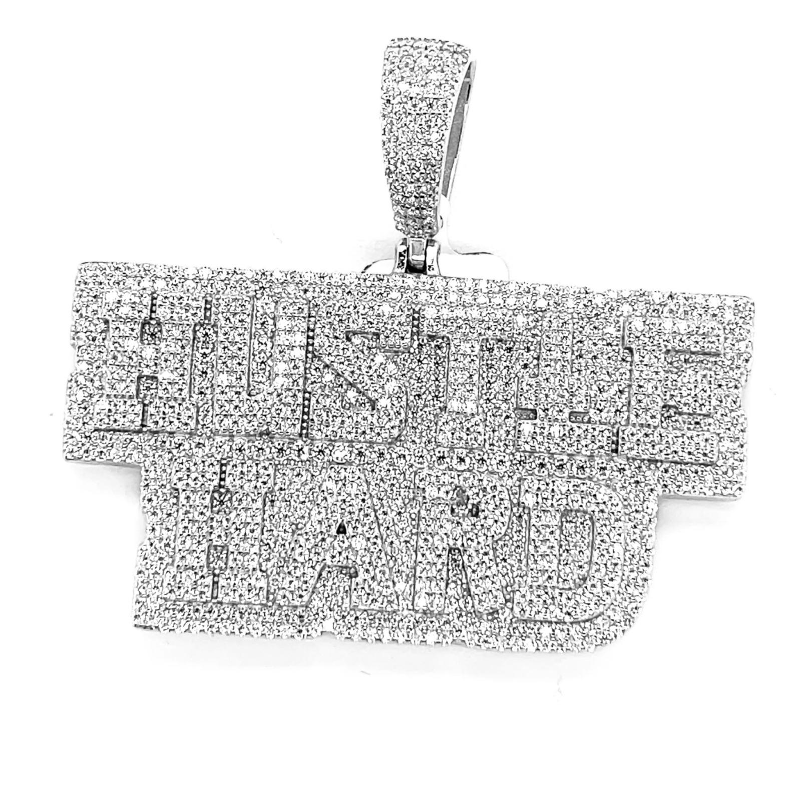Moissanite Diamond Hustle Hard Pendant Custom Iced 925 Silver