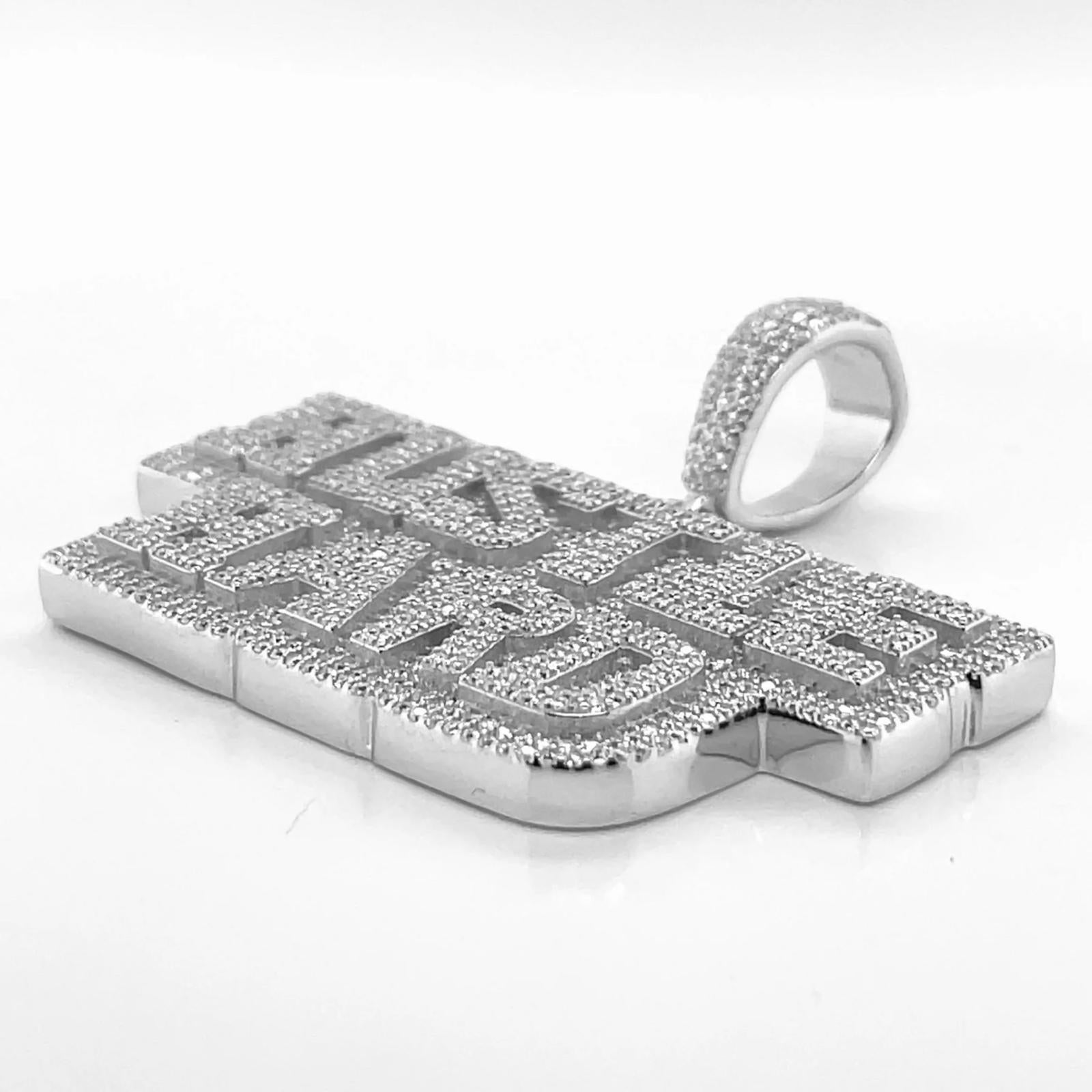Moissanite Diamond Hustle Hard Pendant Custom Iced 925 Silver