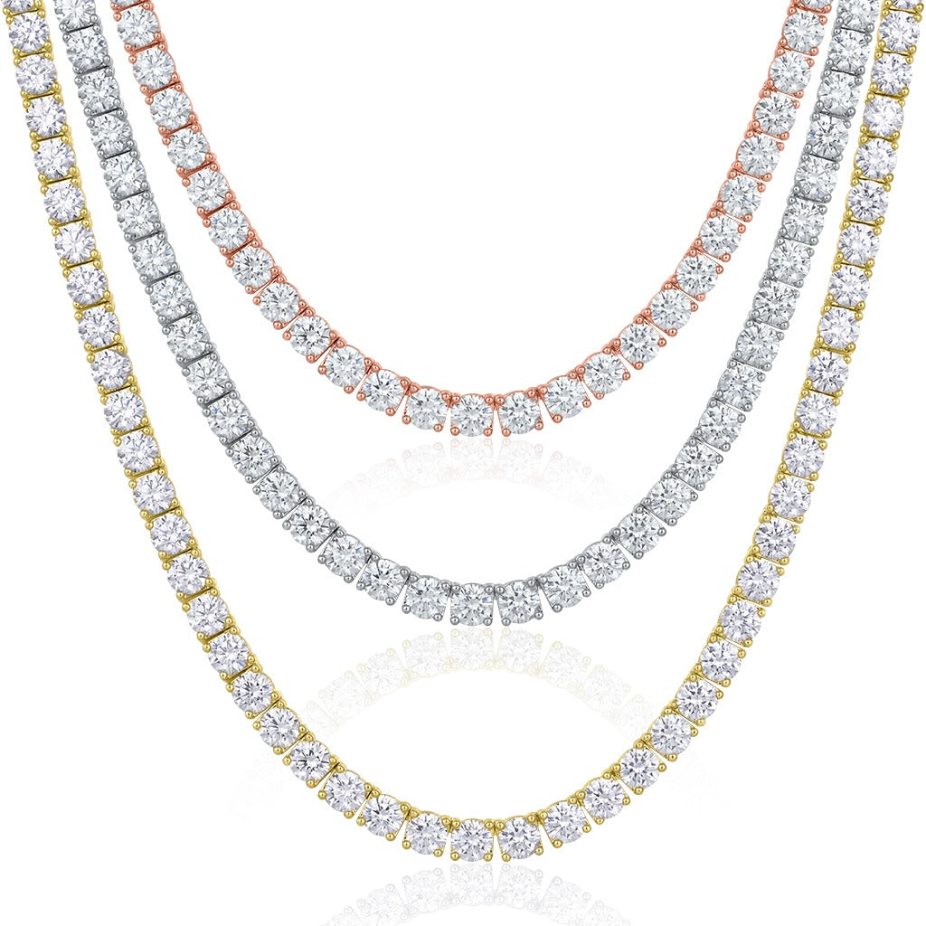 Moissanite Tennis Chains 3mm - 6mm (All Sizes & Colors)